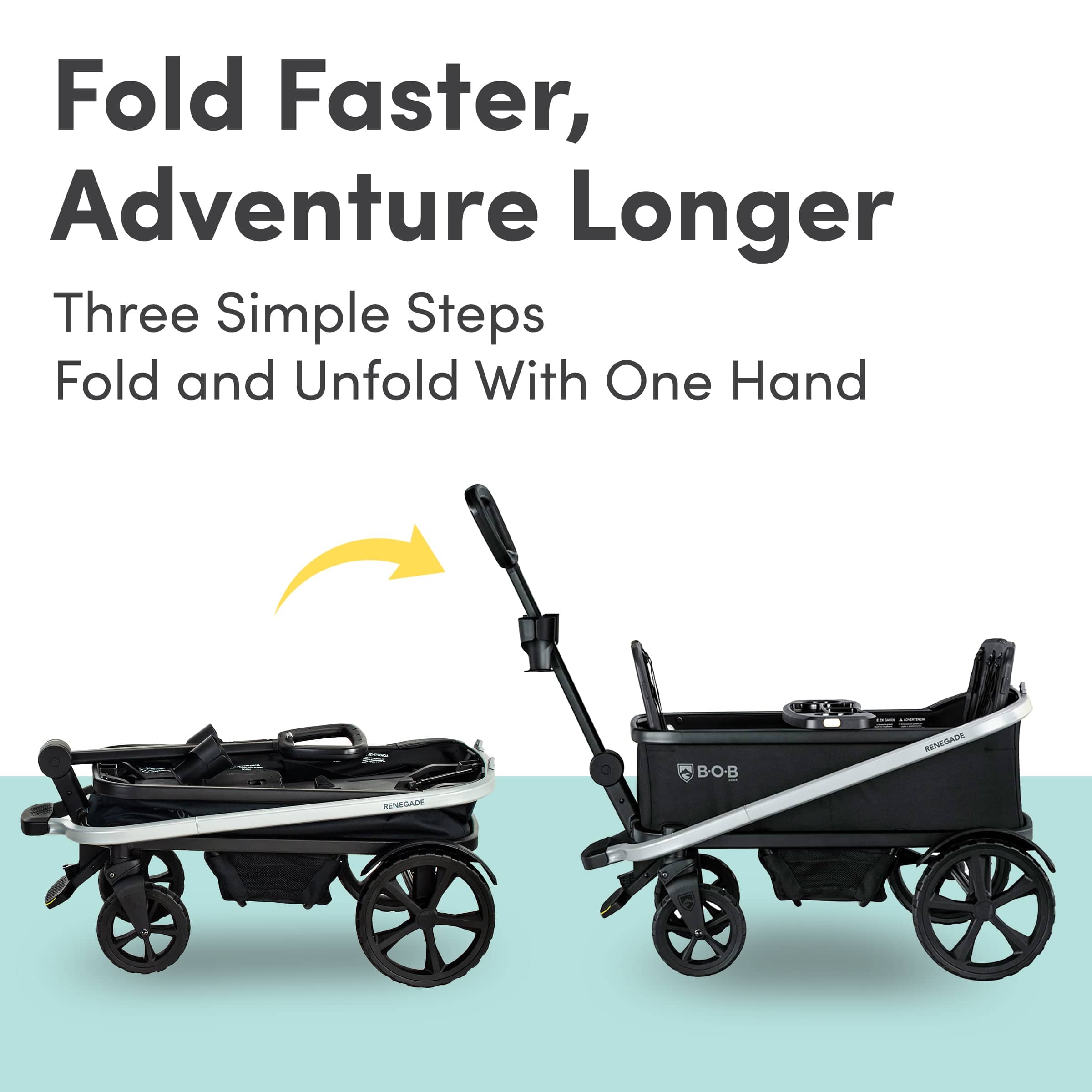 Bob Gear Renegade Wagon Nightfall - Heavy Duty All-Terrain Utility Cart with 300LB Capacity | Perfect for Camping, Tailgating, Beach Trips & Outdoor Adventures