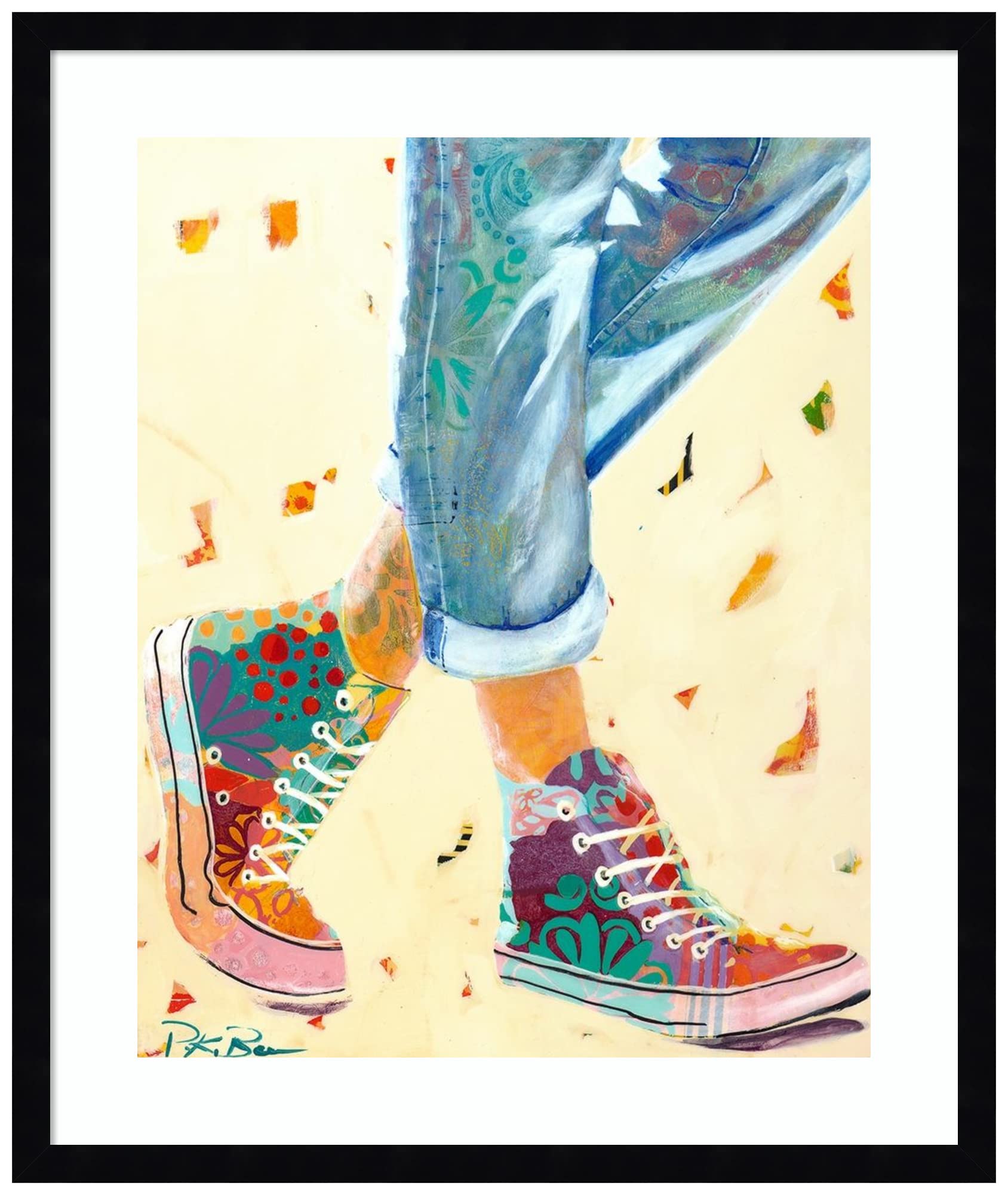 Amanti Art High Tops by Pamela K Beer - 21x25 Inch Wood Framed Wall Art Print with Svelte Noir Black Frame - Perfect for Living Room, Bedroom & Office Decor