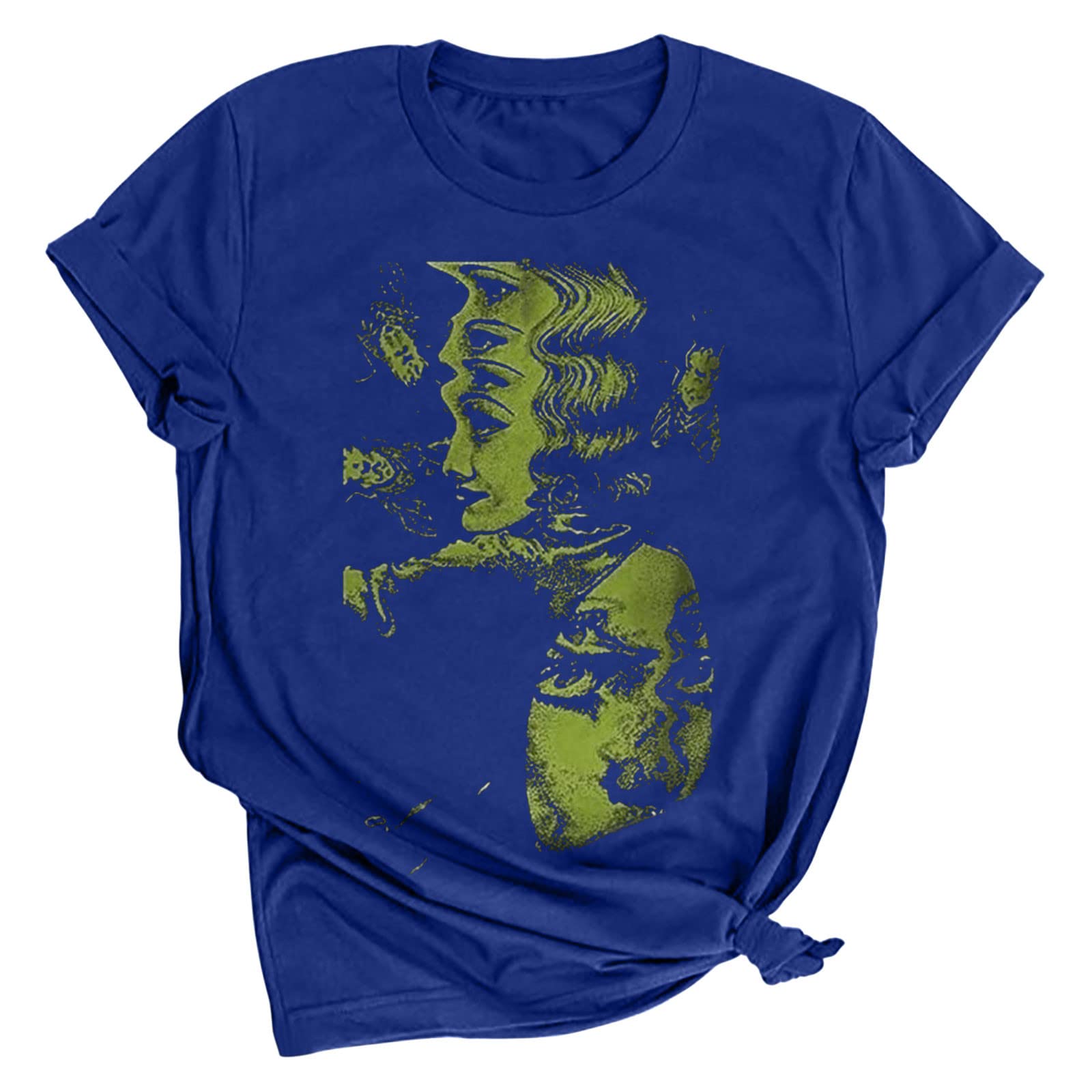 Gothic Vintage Graphic T-Shirts for Women - Creepy Goth Girl Print Short Sleeve Tees - Perfect for Halloween, Concerts & Alternative Fashion