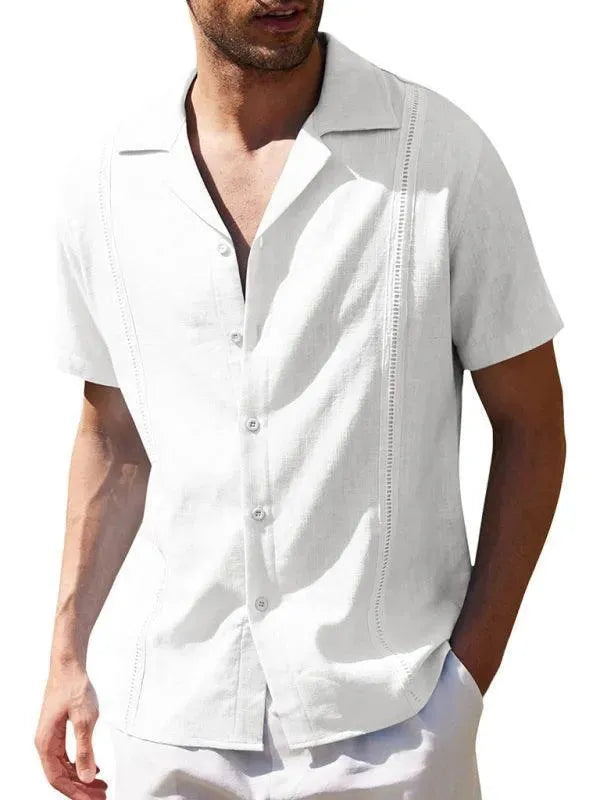 Premium Plain Stitched Linen Shirt for Men - Breathable Summer Casual Wear - Perfect for Beach, Office & Outdoor Activities