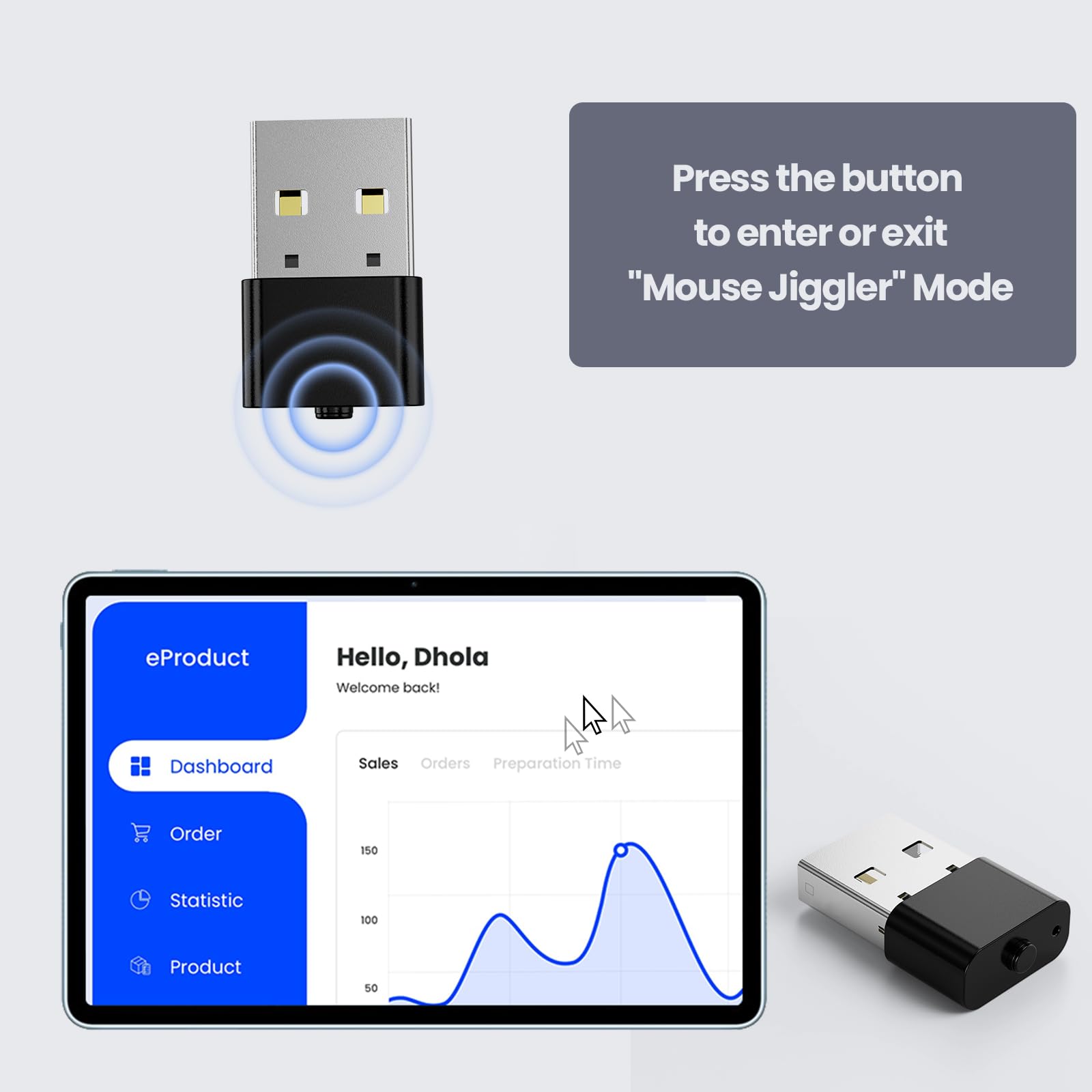 Undetectable USB Mouse Jiggler - Plug-and-Play Mouse Mover for Laptops & Computers, Simulates Mouse Movement to Prevent Sleep/Lock Mode, Ideal for Remote Work, Presentations, and Extended Screen Time