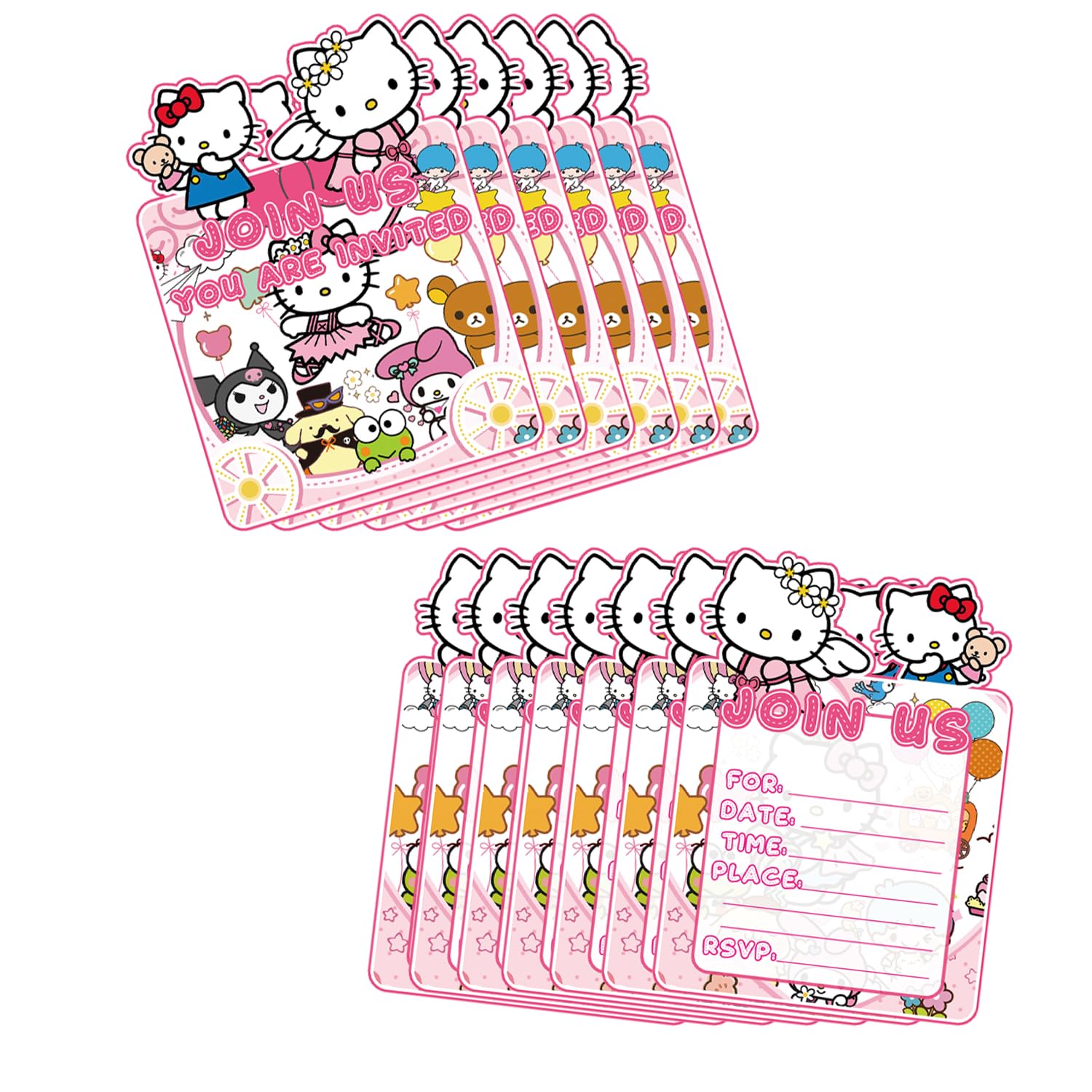MUSNOW 20PCS Hello Kitty Birthday Invitation Cards for Kids - Cute Cat Themed Party Supplies - Perfect for Birthday Parties, Baby Showers & School Events