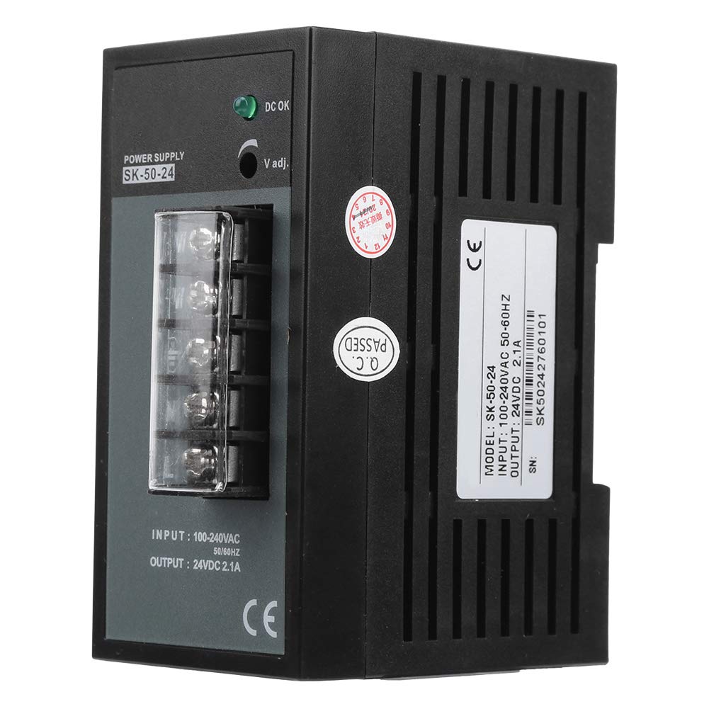 DIN Rail Mount Switching Power Supply - AC 100-240V Input, Compact Industrial Power Converter for Control Panels & Automation Systems | Perfect for PLCs, HVAC, and LED Lighting Applications