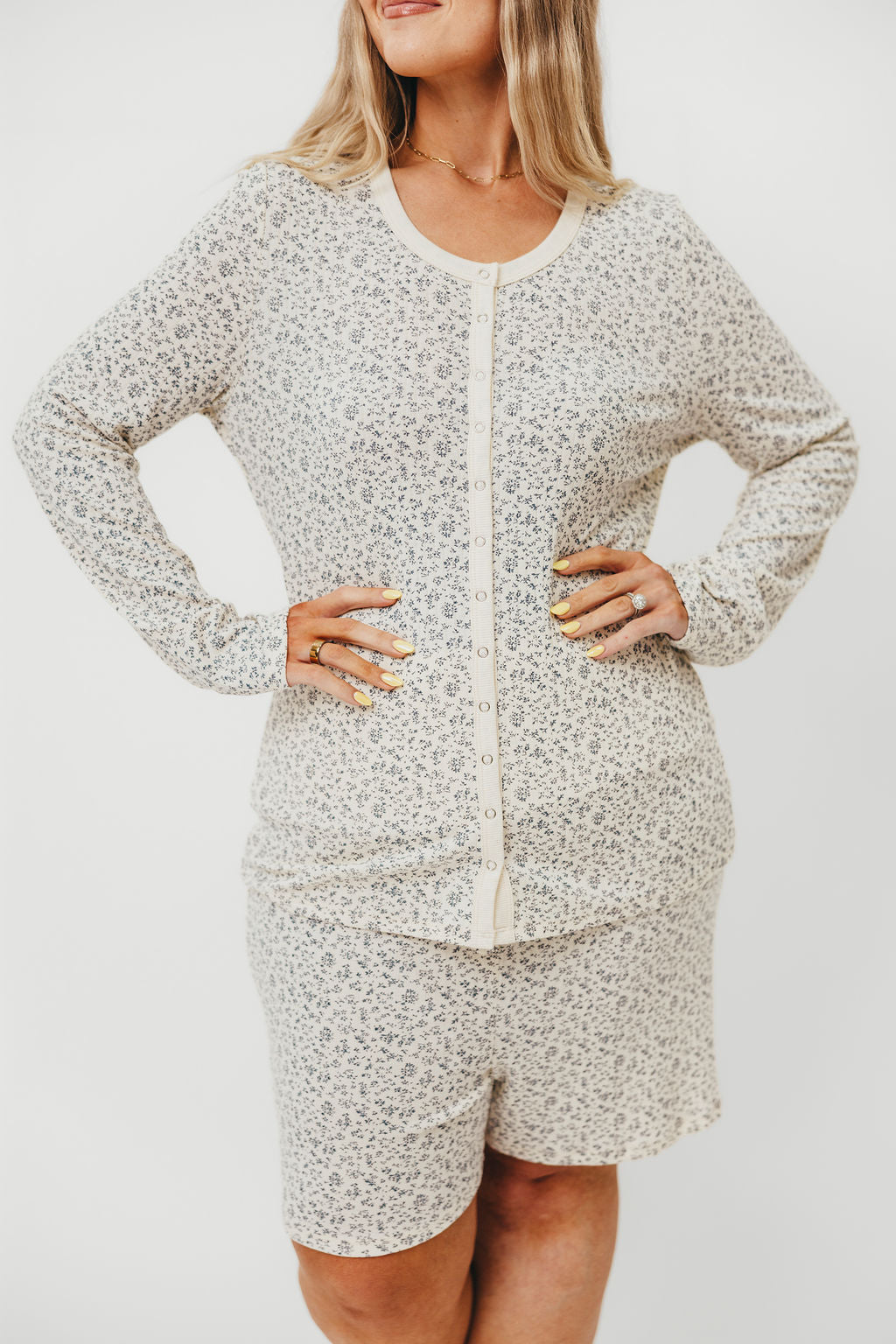 Rori Maternity Pajama Set - Soft Ivory Nursing Sleepwear for Pregnant Women | Bump Friendly & Comfortable for Nighttime and Breastfeeding
