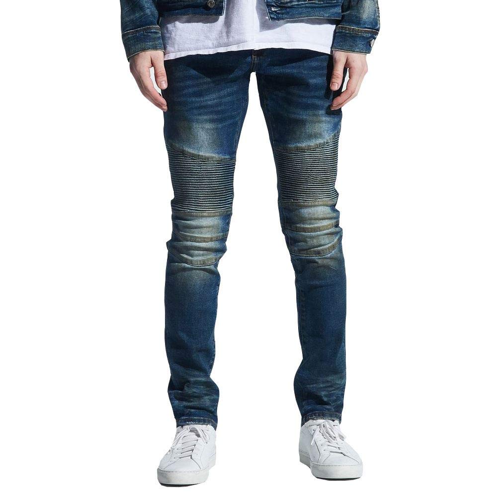 Embellish Garland Biker Denim Jeans for Women - Distressed Dirty Indigo Wash | High Waisted Skinny Jeans | Perfect for Casual Outfits, Streetwear & Motorcycle Riding