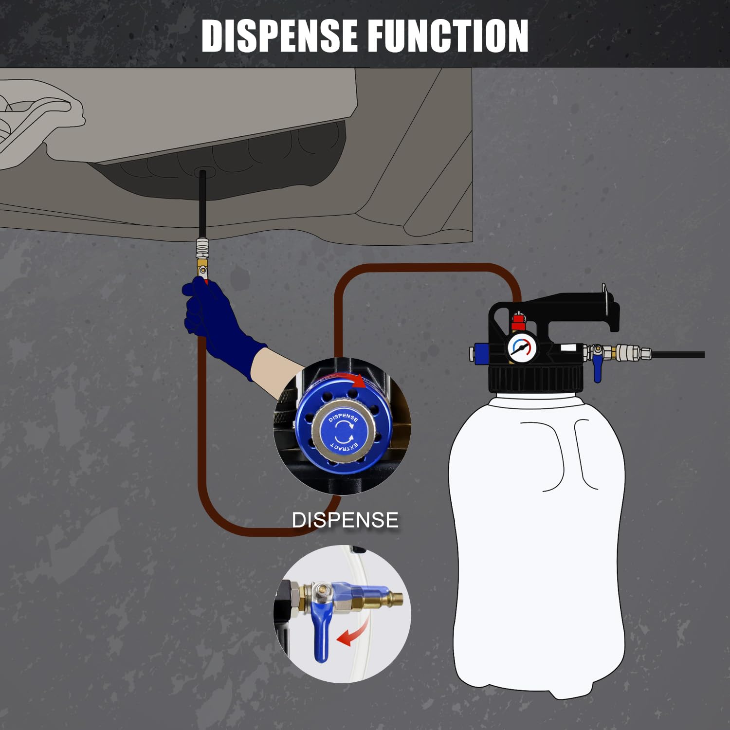 JIFETOR 10L Pneumatic Transmission Fluid Pump Extractor & Dispenser Kit - 15PCS ATF Adapters & 3PCS 1M Hose for Gear Oil Transfer - Ideal for Garage, Auto Shop & DIY Car Maintenance (ATF Fill & Evacuator Tool Set)