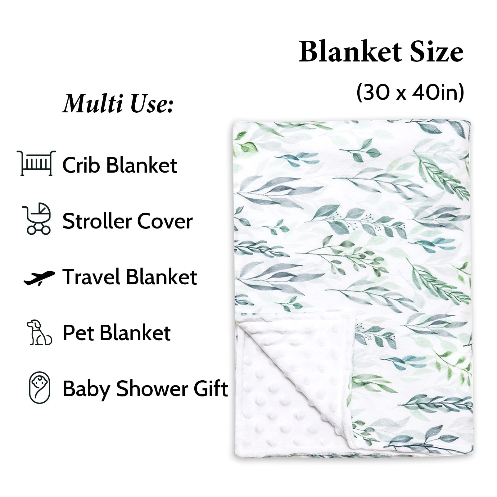 Organic Cotton Baby Car Seat Cover & Blanket Set - Soft Green Leaf Design for Infants & Toddlers | Safe, Breathable & Machine Washable | Perfect for Strollers, Car Seats & Nursery Comfort