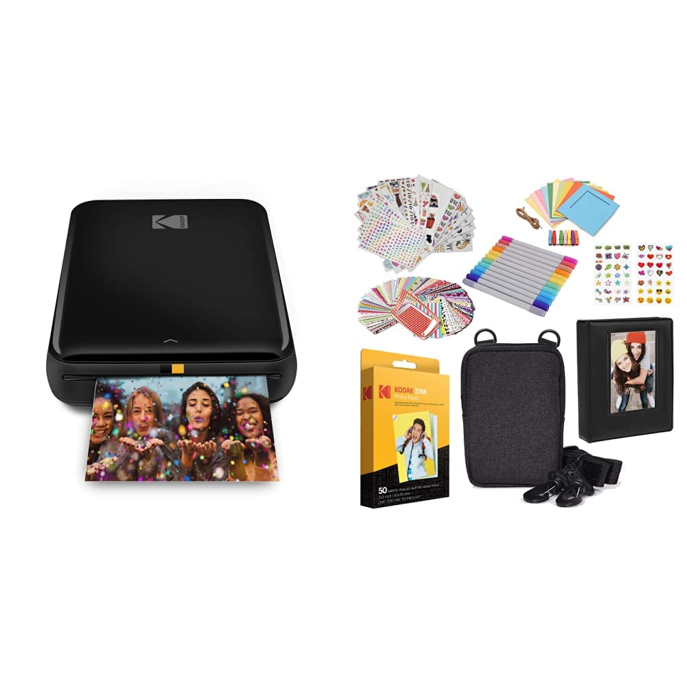 KODAK Step Wireless Mobile Photo Mini Color Printer (Black) - Compatible with iOS & Android, NFC & Bluetooth - Print 2x3