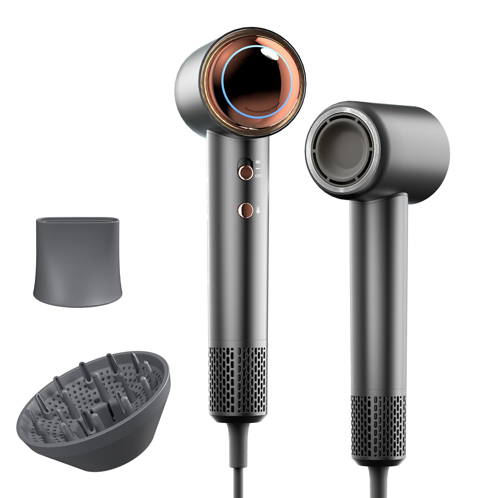 Tideway H11 Hair Dryer 110000 RPM Professional High-Speed Blow Dryer with Plasma Technology - Fast Drying, Lightweight, Low Noise, 4 Temperature Settings & Magnetic Nozzle/Diffuser - Ideal for Travel, Home & Salon Use (Black)