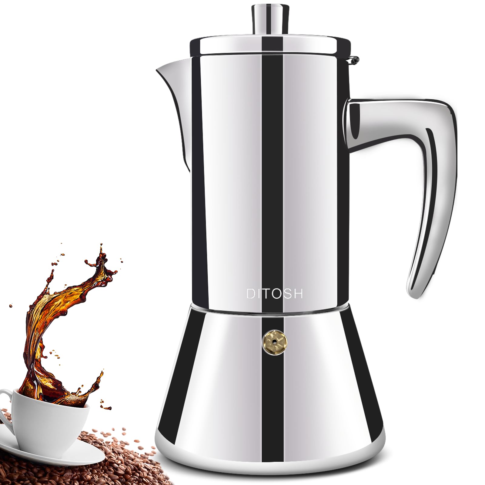 6 Cup 300ml Thickened 304 Stainless Steel Moka Pot - Stovetop Espresso Maker for Italian Coffee, Perfect for Home & Camping - Brew Rich Espresso, Mocha & Cappuccino - Durable Coffee Machine for Stove Top & Outdoor Use (10oz Capacity)