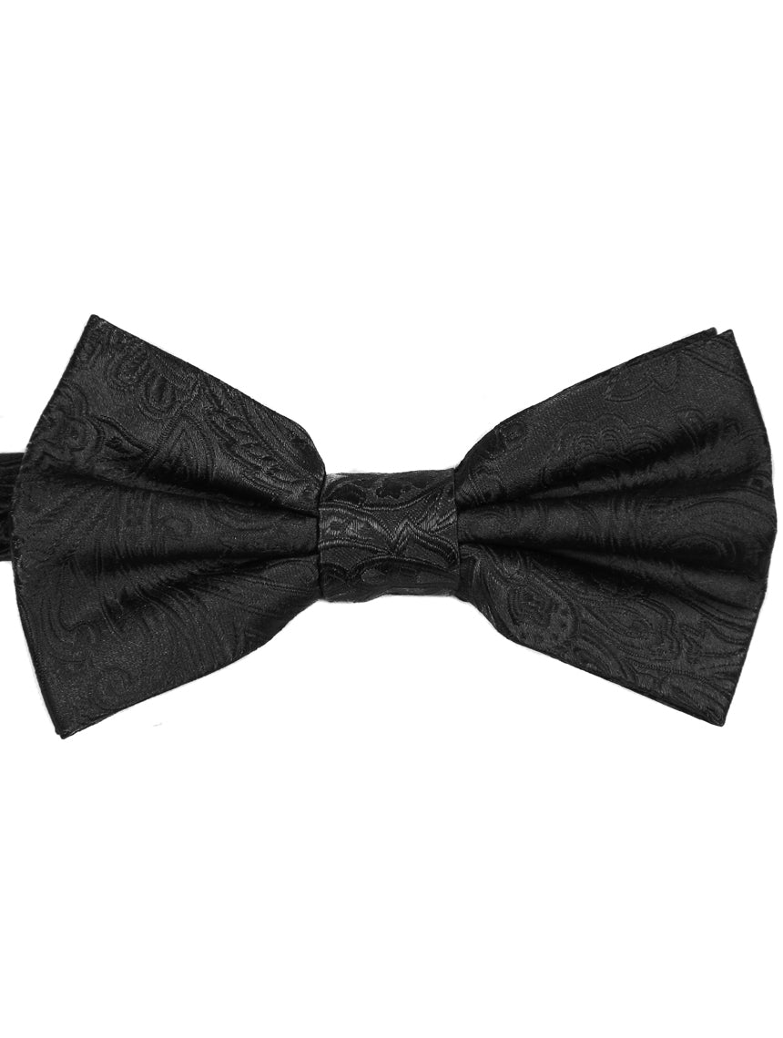 Classic Paisley Bow Tie for Men - Elegant Black Silk Necktie | Perfect for Weddings, Prom & Formal Events