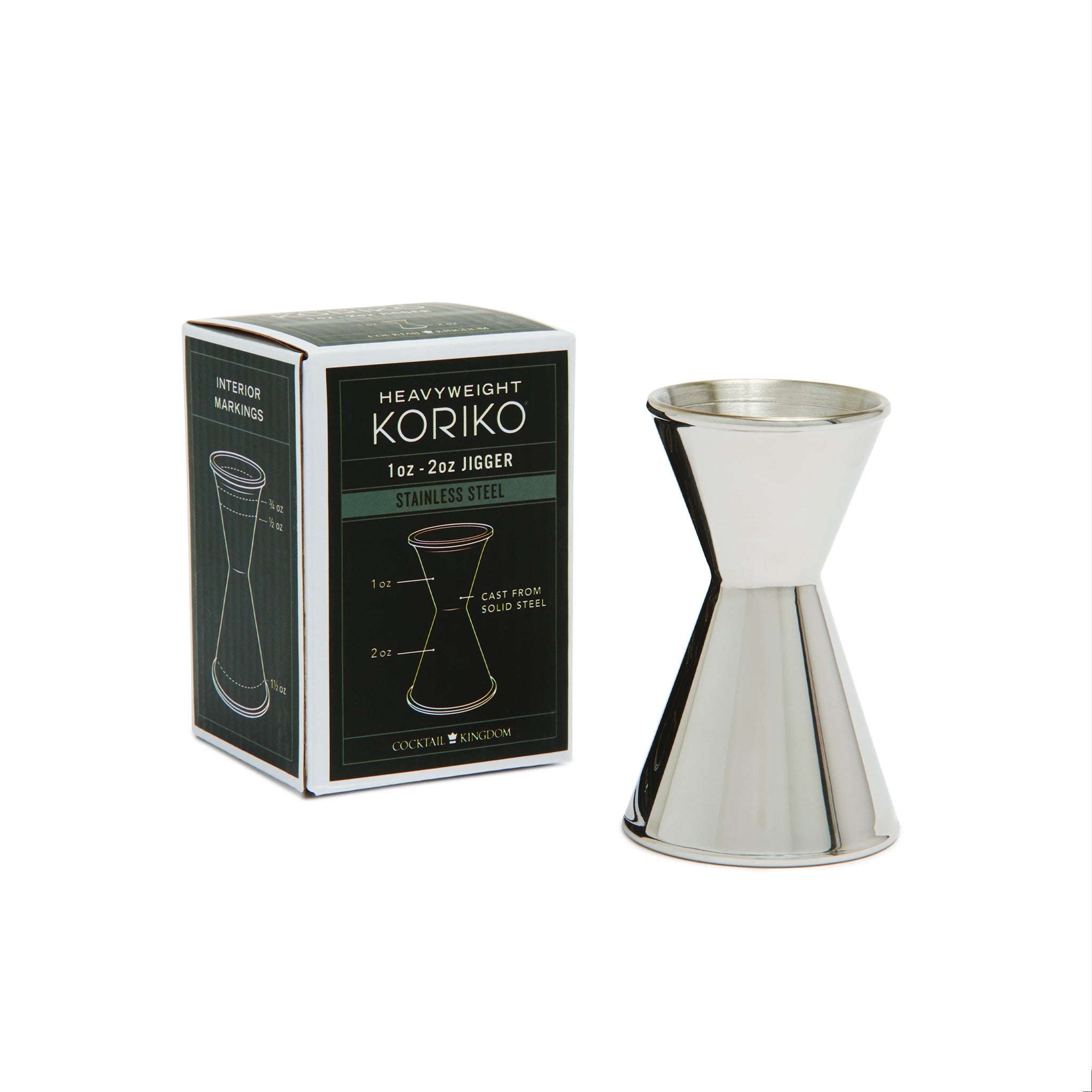 Premium HEAVYWEIGHT KORIKO® Stainless Steel Jigger - 1oz & 2oz Dual Measuring Cup - Perfect for Cocktail Making, Bartending, and Home Bar Accessories