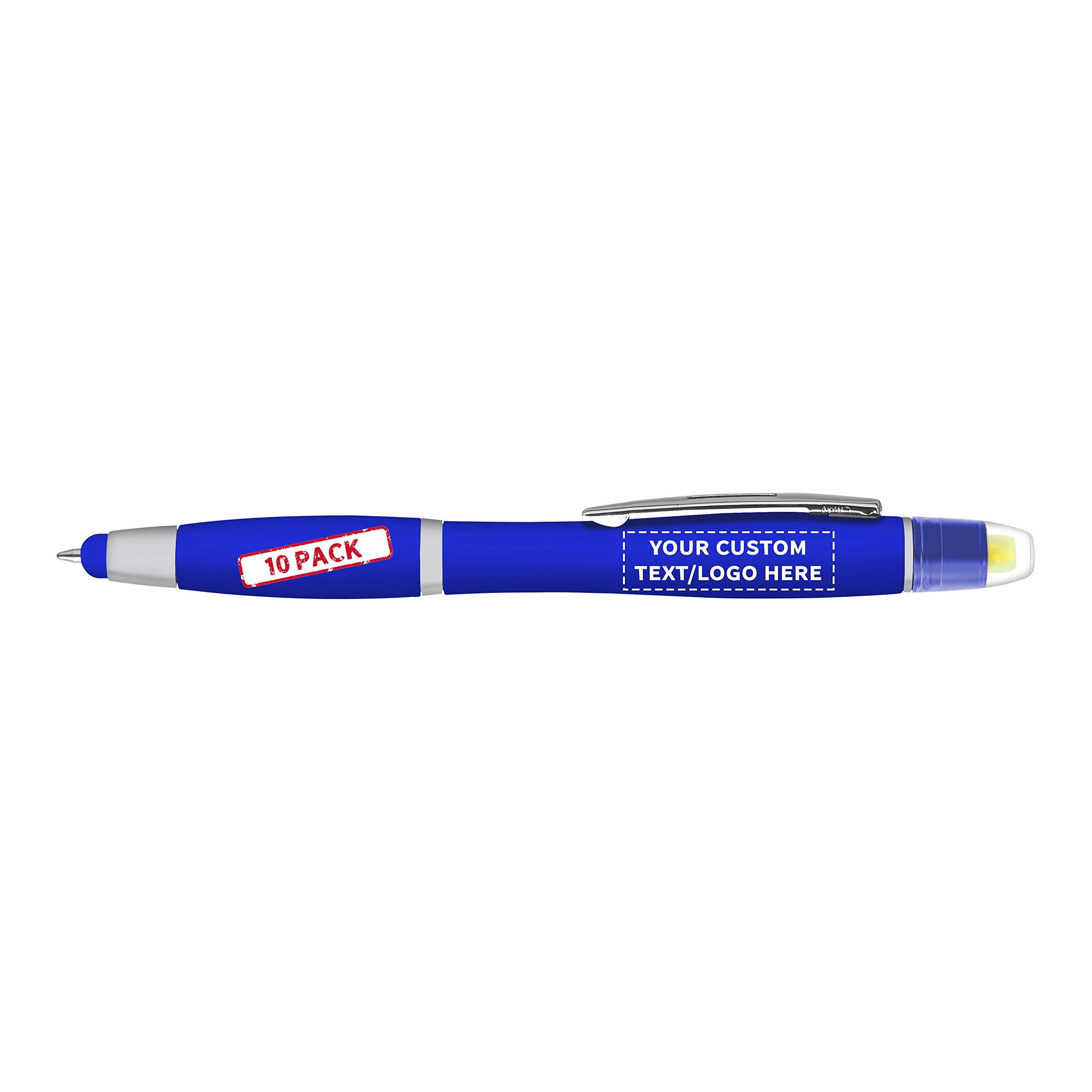 Personalized Smooth Writing Maitland Gel Highlighter Stylus Pens - 10 Pack Custom Plastic Pens with Text/Logo - Blue | Perfect for Office, School, Note-Taking & Gift Giving