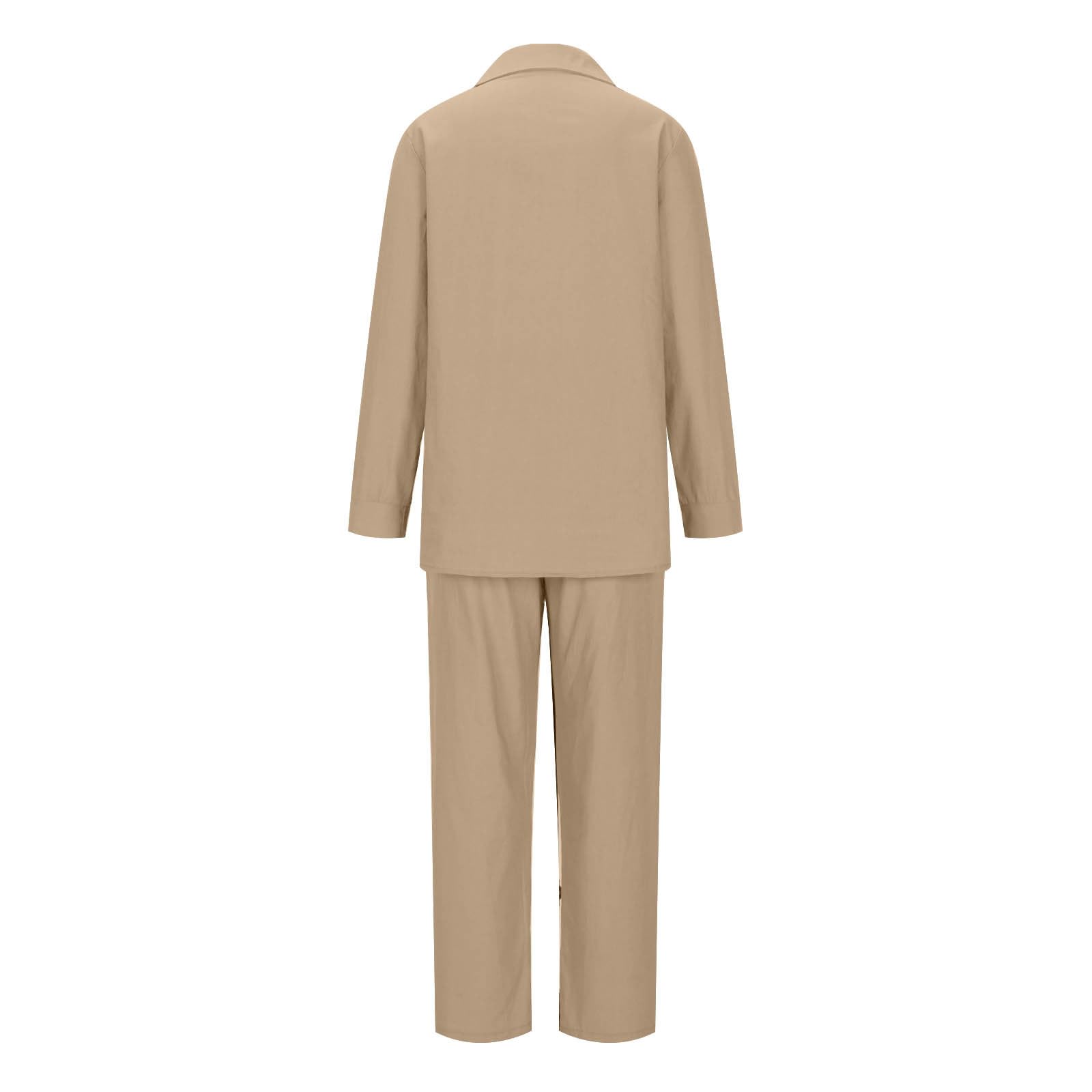 YMADREIG Women's 2-Piece Linen Outfit Set - Long Sleeve Button Down Shirt & Baggy Pants | Summer Casual Lounge Wear | Perfect for Beach Vacation, Brunch Dates & Relaxing at Home
