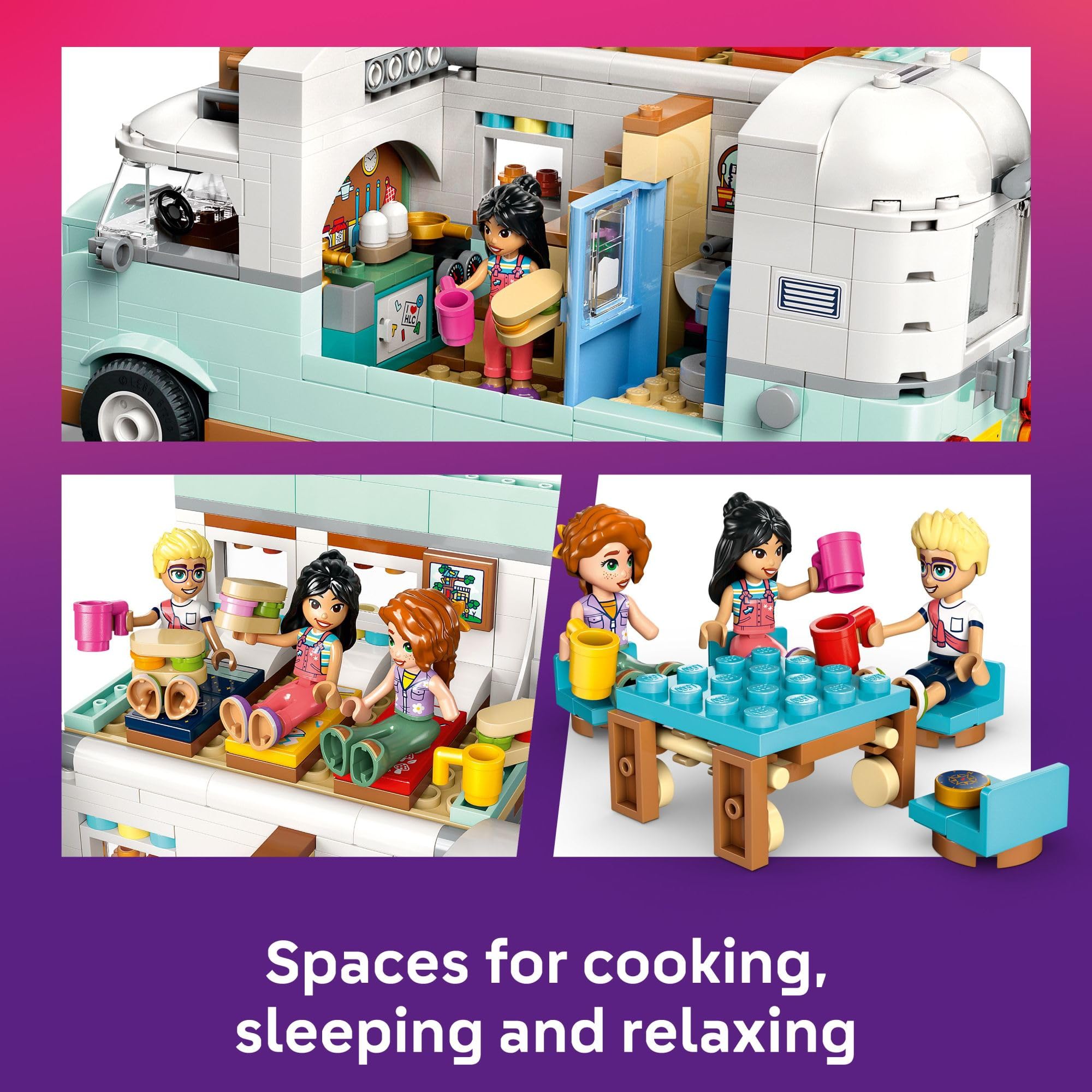 LEGO Friends Friendship Camper Van Adventure Toy Building Set for Kids Ages 7+ - Creative Pretend Play with 3 Minidolls & Ferret Figure - Perfect Birthday Gift for Girls & Boys - Great for Indoor Play & STEM Learning Activities
