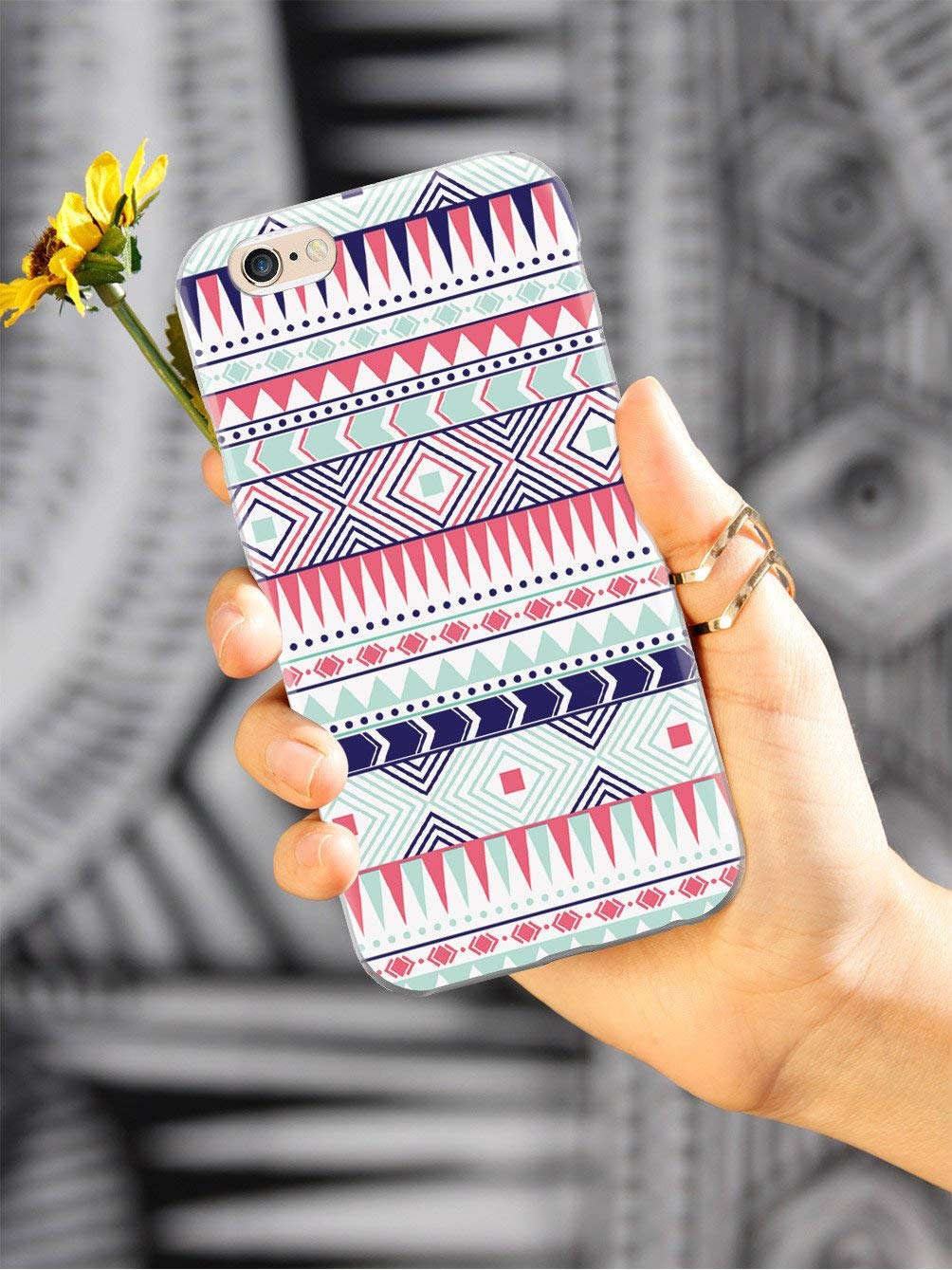 **3D Textured Protective Phone Case for iPhone Xs Max - Aztec Pattern Coral & Mint - Shockproof & Slim Cover - Perfect for Travel, Work & Daily Use**