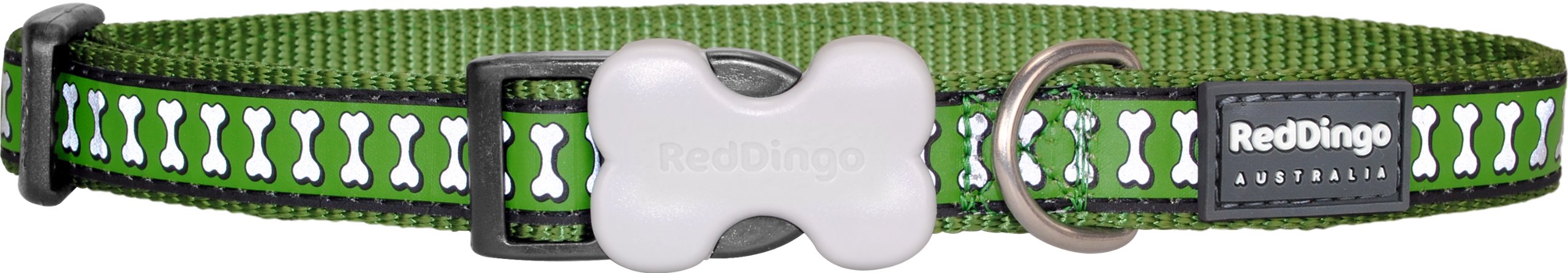 Red Dingo Reflective Dog Collar - Medium Size, Green Color, High Visibility Safety Collar for Dogs | Perfect for Night Walks, Jogging & Outdoor Adventures