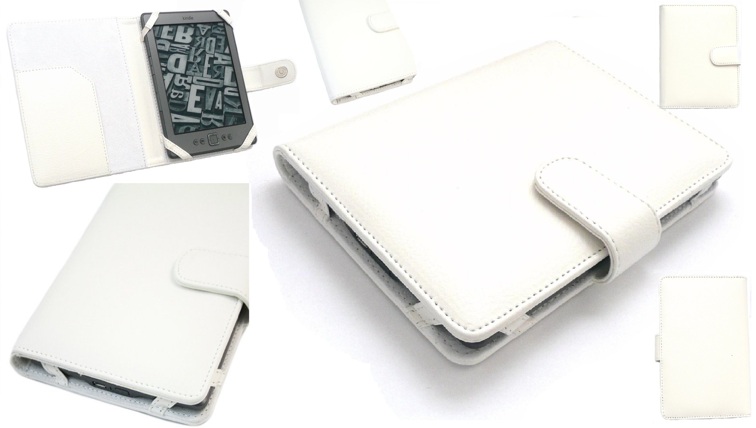 Premium PU Leather Protective Case for Amazon Kindle 4 - Slim Fit White Cover with Auto Sleep/Wake | Perfect for Reading, Travel & Daily Commute