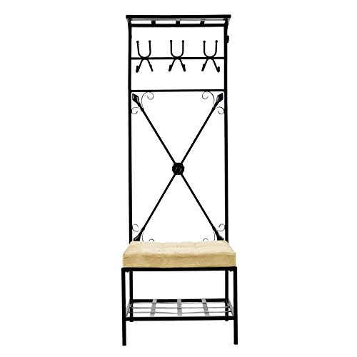 Ergode Space-Saving Entryway Storage Bench with Umbrella & Coat Hooks | Shoe Storage & Hat Organizer | Stylish Hall Tree for Front Hall, Mudroom or Entryway | Perfect for Organizing Shoes, Coats & Accessories in Small Spaces