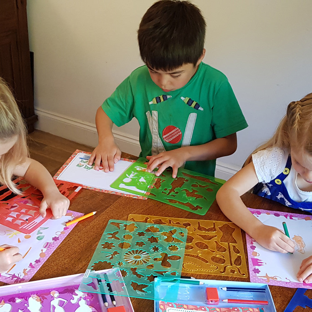 Buddy & Barney Fashion & Fantasy Stencil Kit - Fairies, Flowers & More! Creative DIY Art for Kids, Home Decor & Scrapbooking