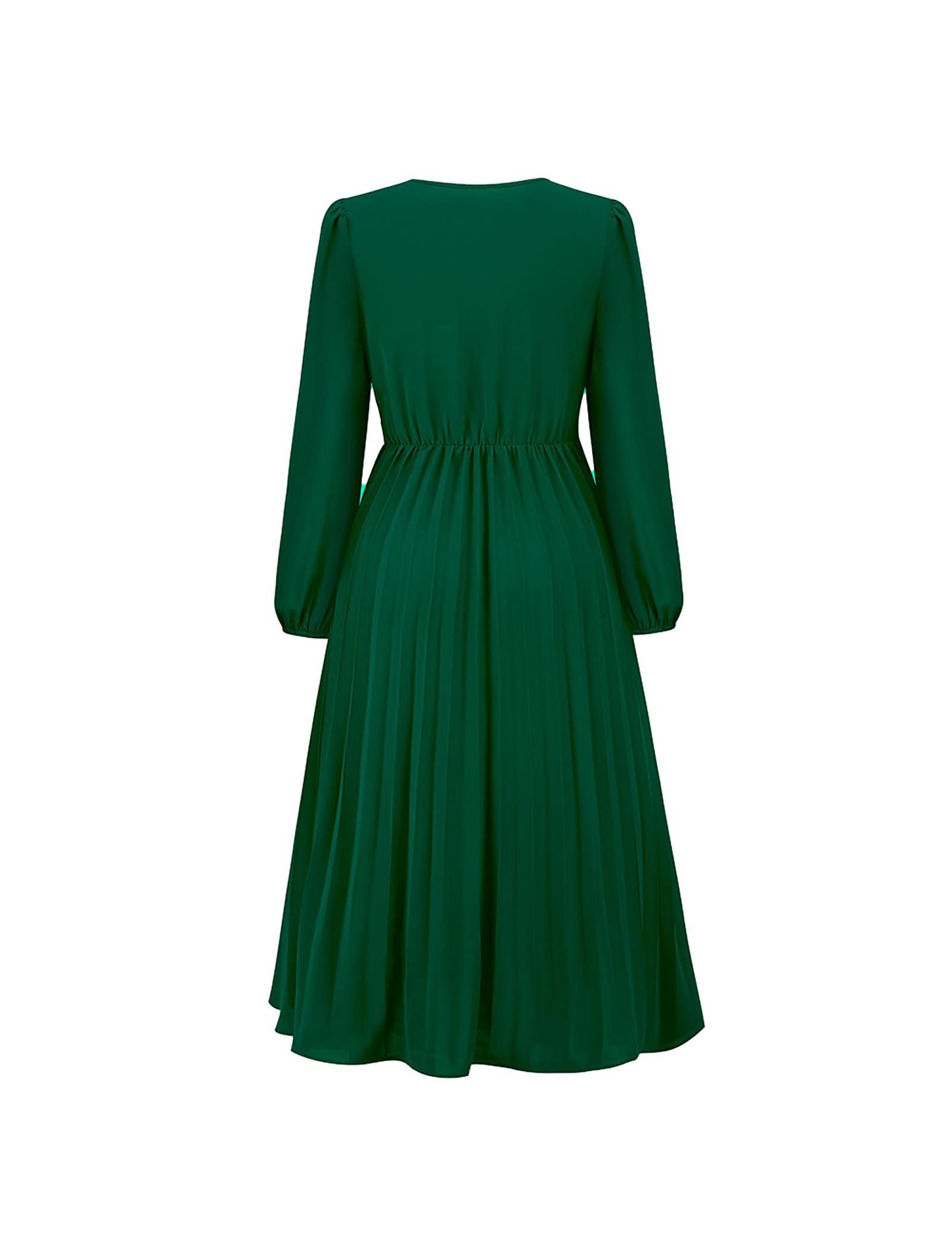 SDEER Women's Casual Midi Dress - V Neck Long Sleeve Pleated High Waist Wedding Guest Dress for Women | Perfect for Weddings, Parties & Office Wear