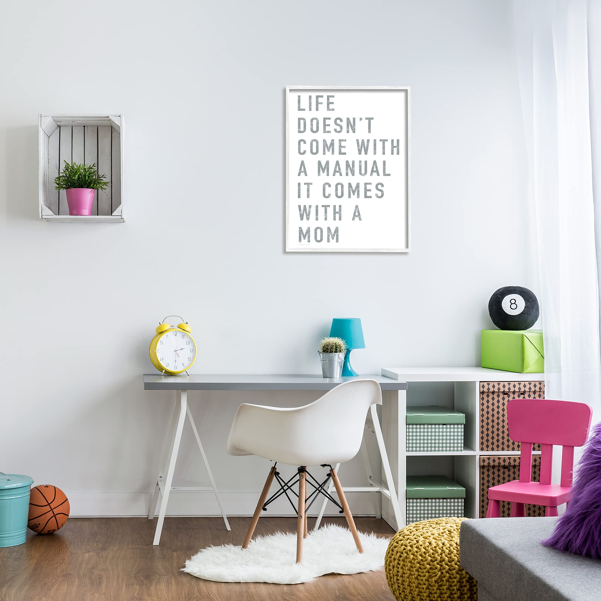 Stupell Industries 'Doesn't Come with Manual' Mom Appreciation Wall Art - Gray Text Framed Canvas Print 24
