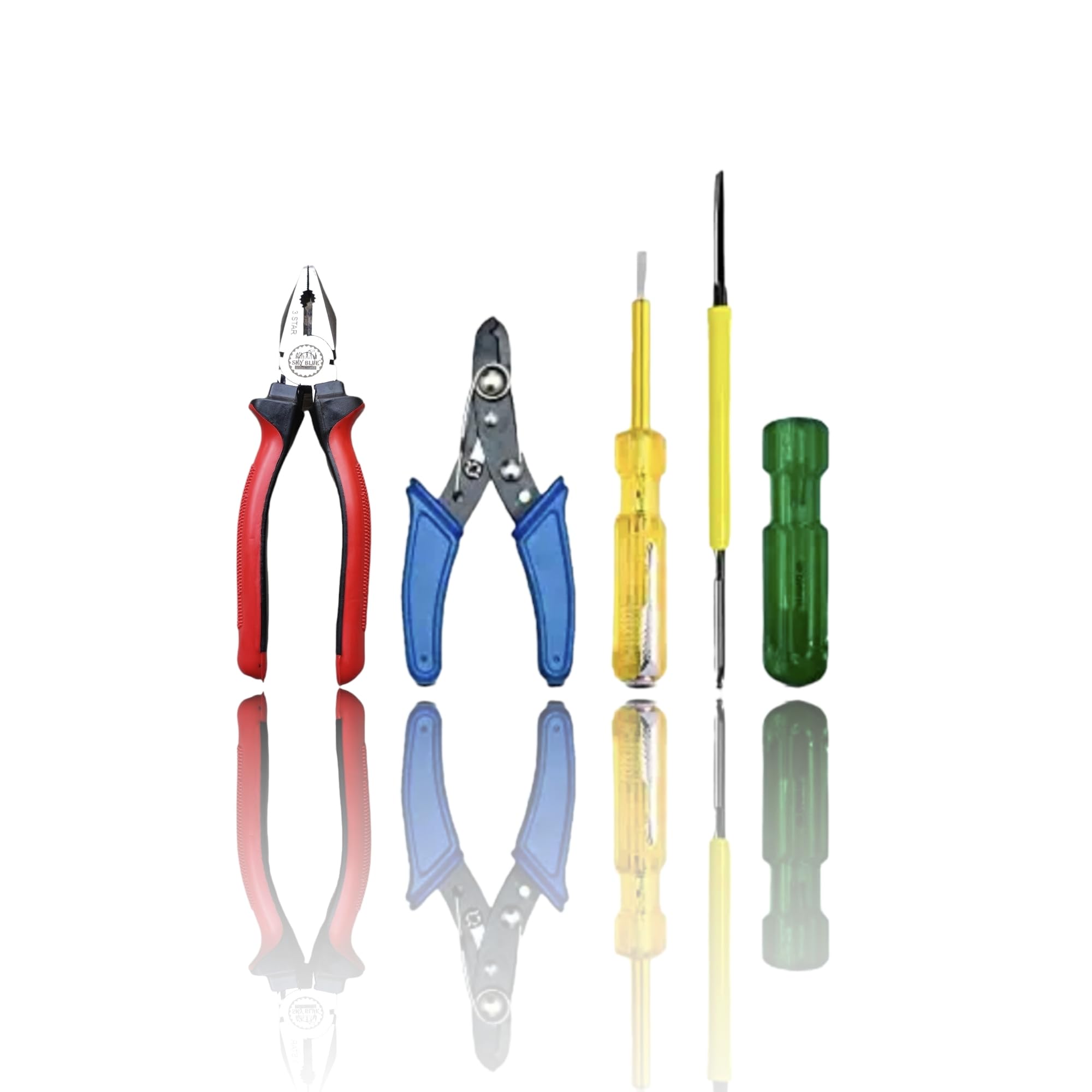 SKY BLUE Enterprises 4-in-1 Electrician Tool Set - Pliers, Wire Stripper, Voltage Tester & 2-in-1 Screwdriver | Professional Electrical Repair Kit for Home Wiring, DIY Projects & Automotive Work
