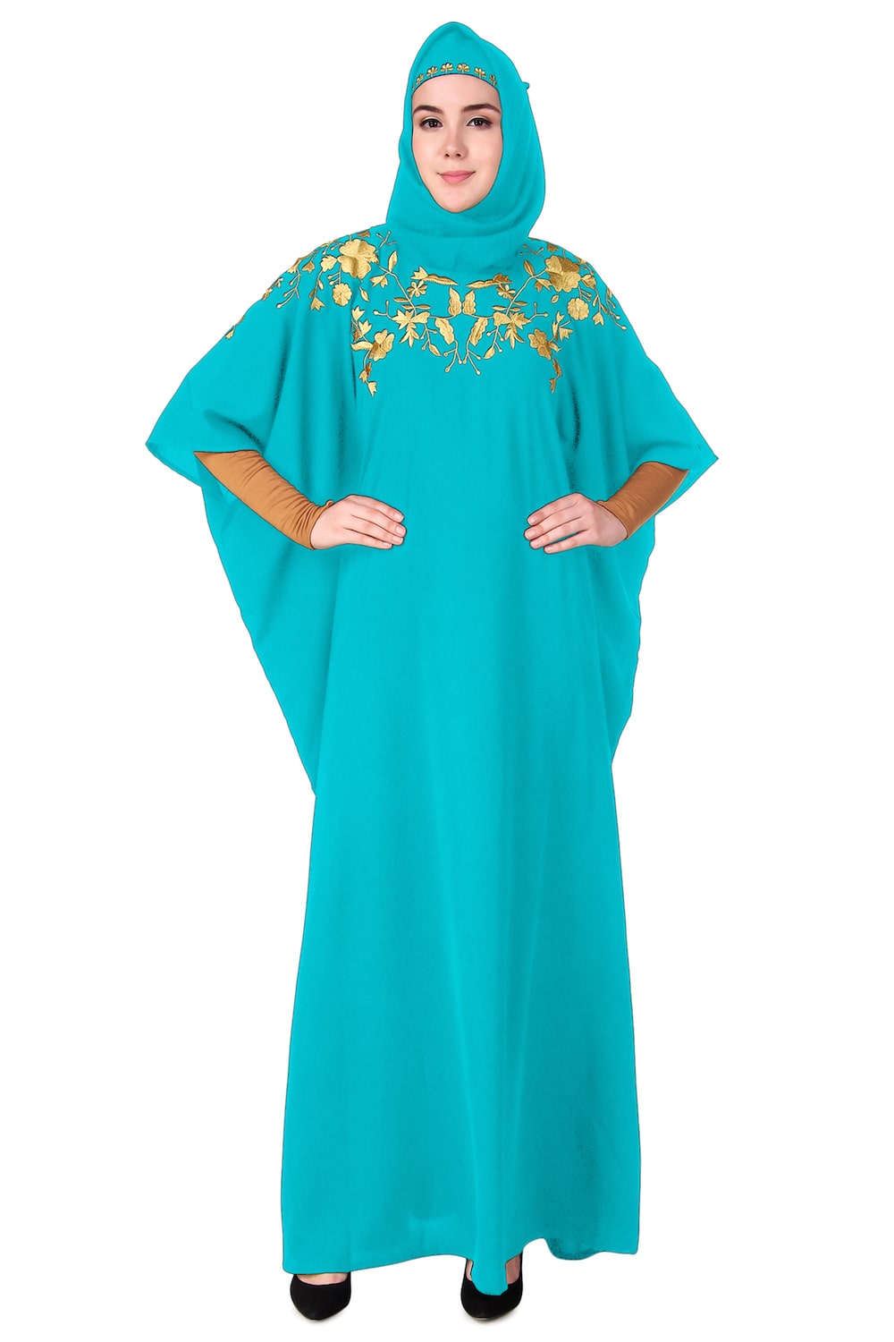 Exquisite Hand-Embroidered Floral Kaftan Dress for Women | Boho Chic Beach Cover Up | Perfect for Summer Vacations, Pool Parties & Resort Wear