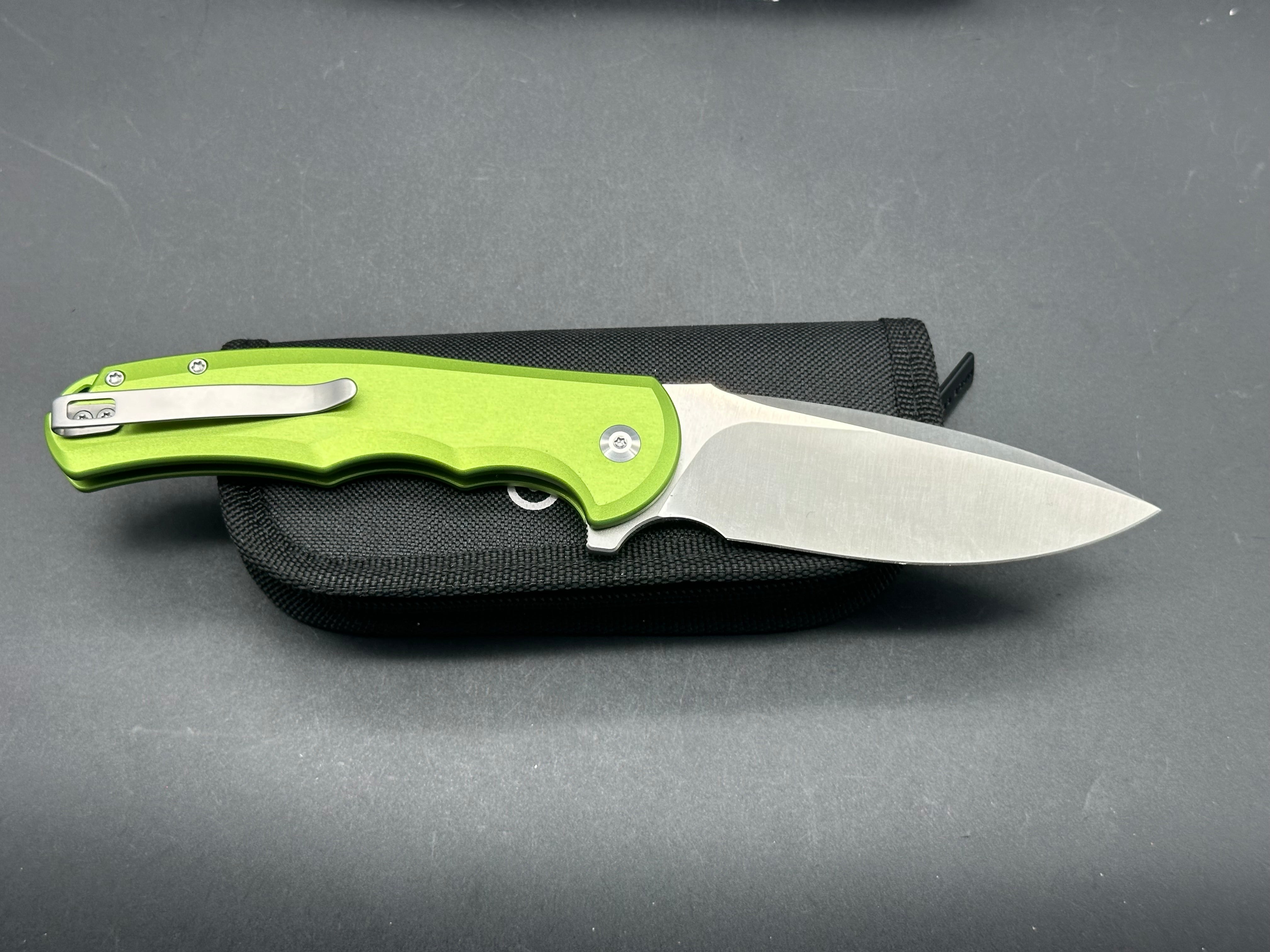 CIVIVI Button Lock Praxis Folding Knife - Lime Green Aluminum Handle, Nitro-V Drop Point Blade - EDC, Outdoor, Camping & Survival Tool