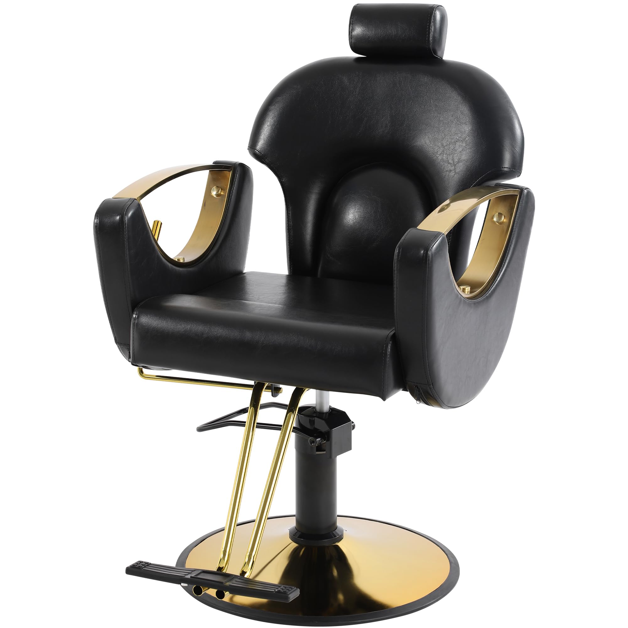 Professional Hydraulic Barber Chair - 360° Swivel Reclining Salon Chair with Adjustable Height for Hair Styling, Shampoo & Spa Treatments (Black) - Perfect for Barbershops, Salons & Home Styling Stations