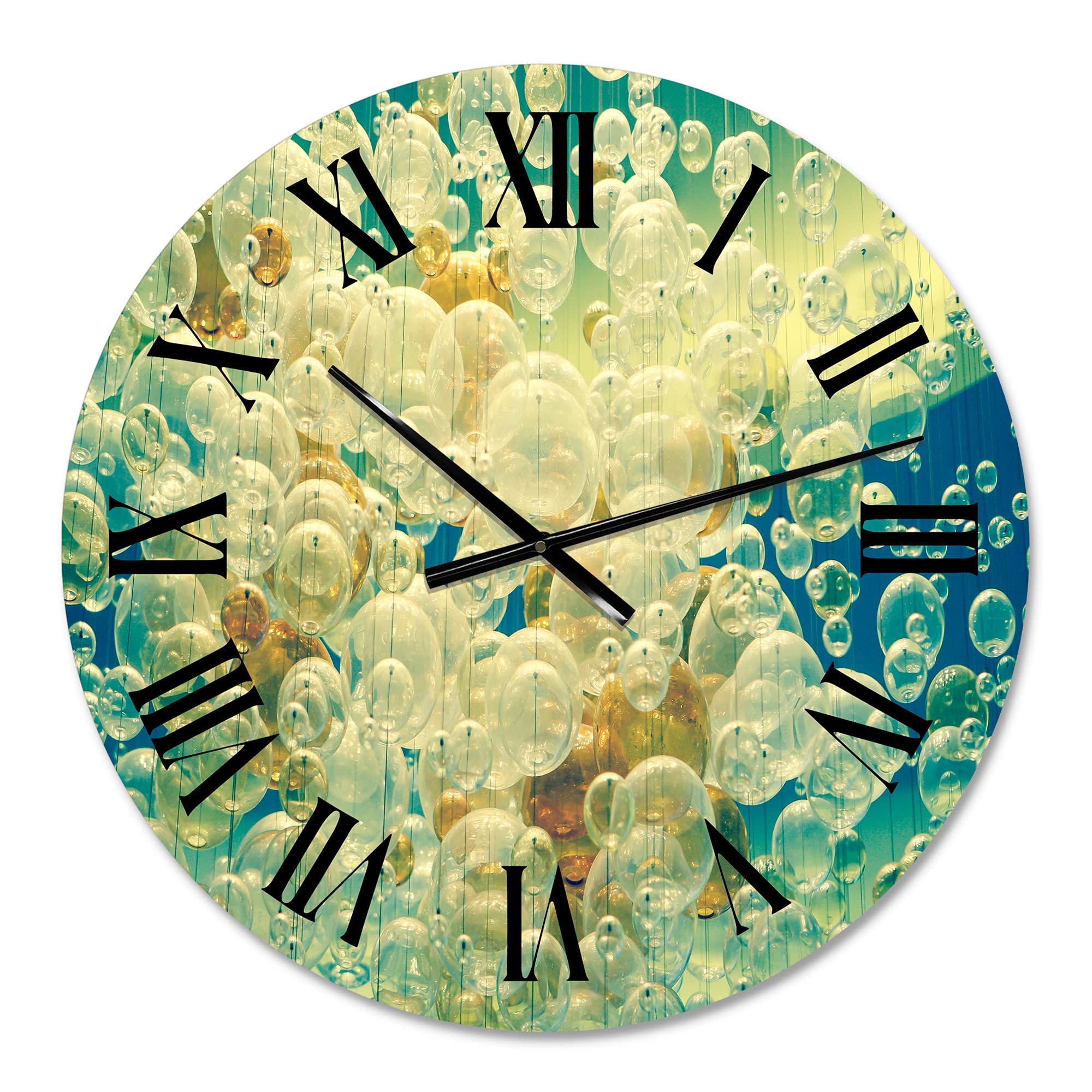 DesignQ Modern Abstract Chandelier Ball Wall Clock - Large Fractal Art Home Decor for Living Room, Bedroom & Office | Silent Non-Ticking Contemporary Timepiece