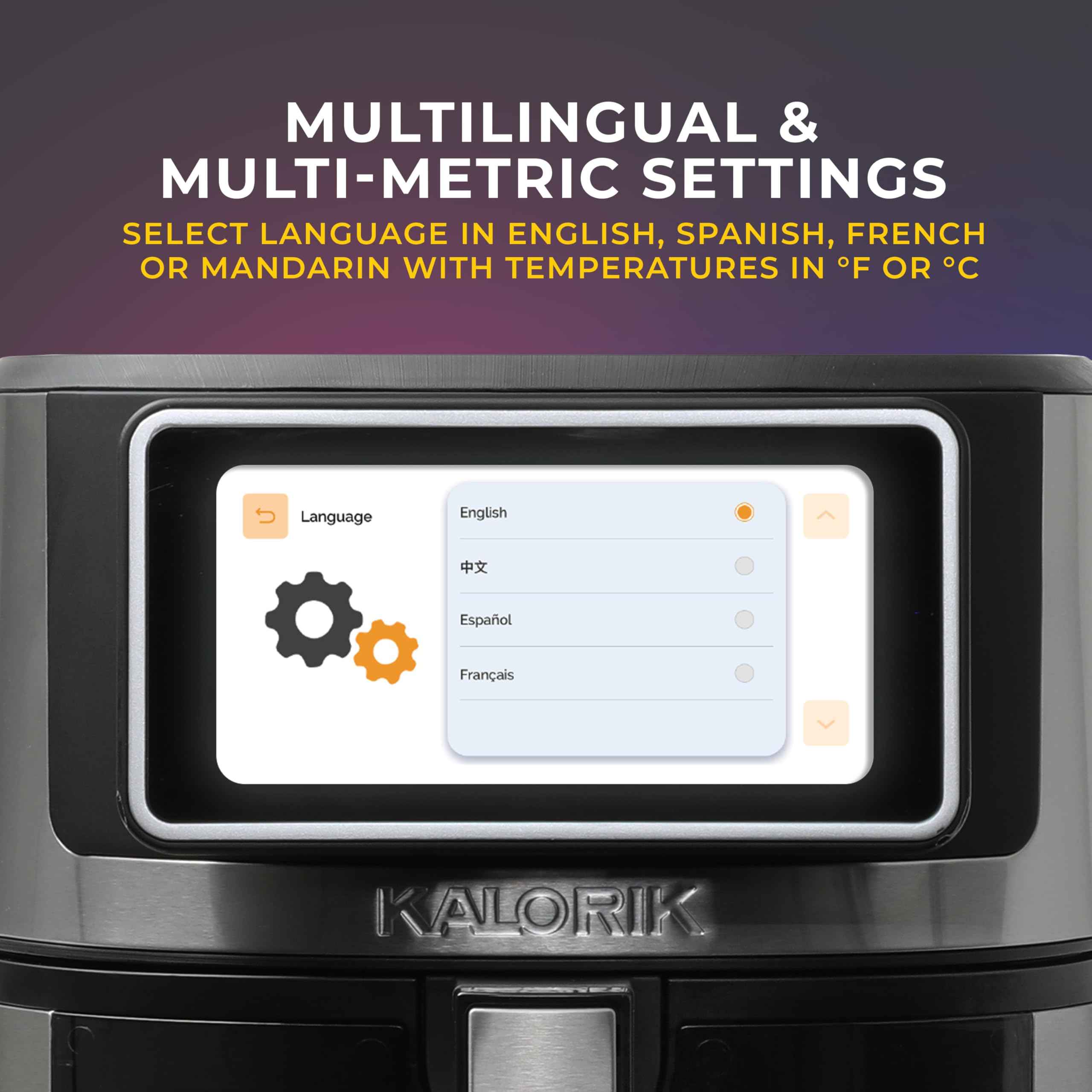 Kalorik VIVID TOUCH 5QT Air Fryer with Digital Touchscreen - 12 Food Presets, View Window & 1500W Power - Stainless Steel Countertop Oven for Healthy Frying, Baking & Roasting - Perfect for Family Meals & Party Snacks