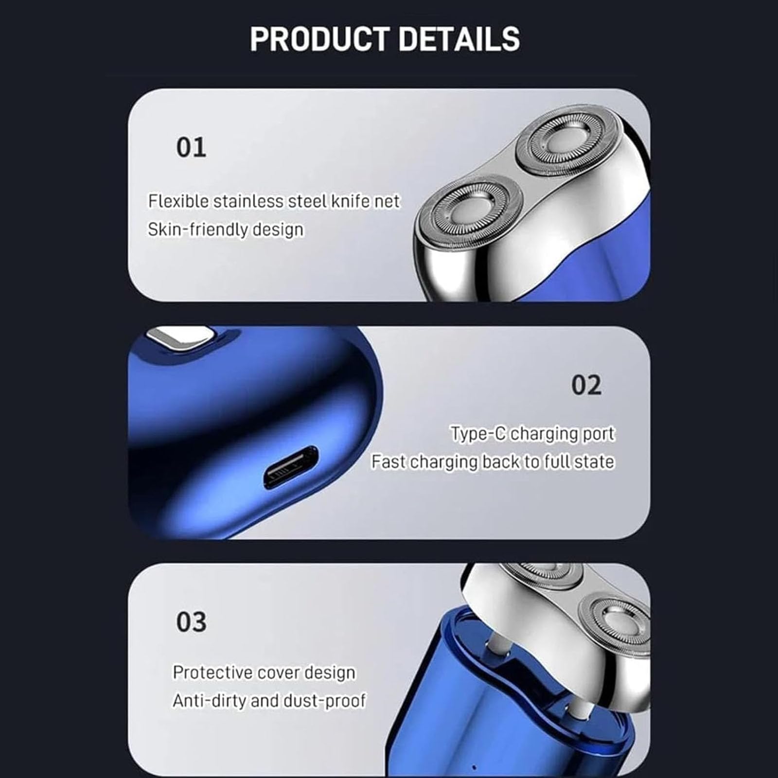 Jacooba Mini Dual-Head Electric Razor for Men - Rechargeable Waterproof Travel Shaver - Compact Face Shaver for Home, Car & On The Go - 2025 New Model (Blue+Green) | Perfect for Business Trips, Gym Bags & Daily Grooming