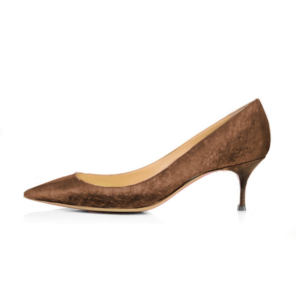 XYD Women's Comfortable Slip-On Pointed Toe Kitten Heel Dress Pumps - Perfect for Office, Events & Professional Occasions