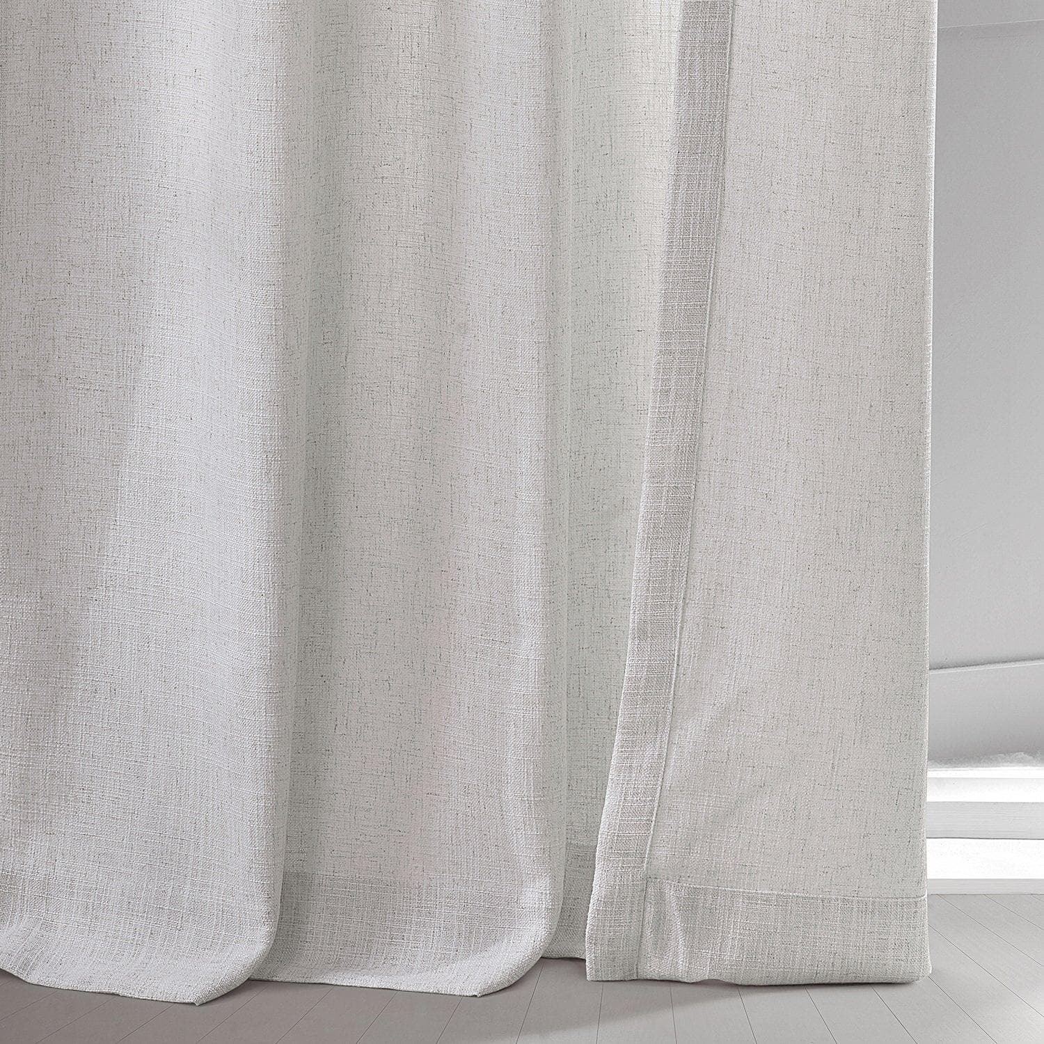 Bliss White Belga Faux Linen Curtains - Elegant Window Treatments for Living Room, Bedroom & Dining Room