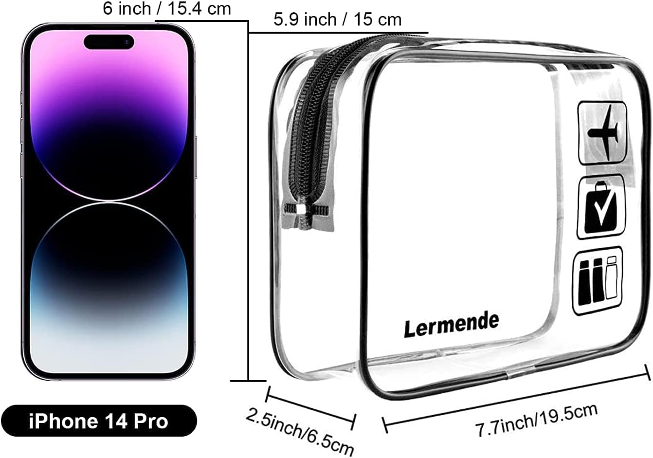 TSA Approved Clear Toiletry Bag for Travel - Quart Size Cosmetic Organizer for Women & Men (5 Black) | Perfect for Airports, Bathroom Storage & Medicine Organization