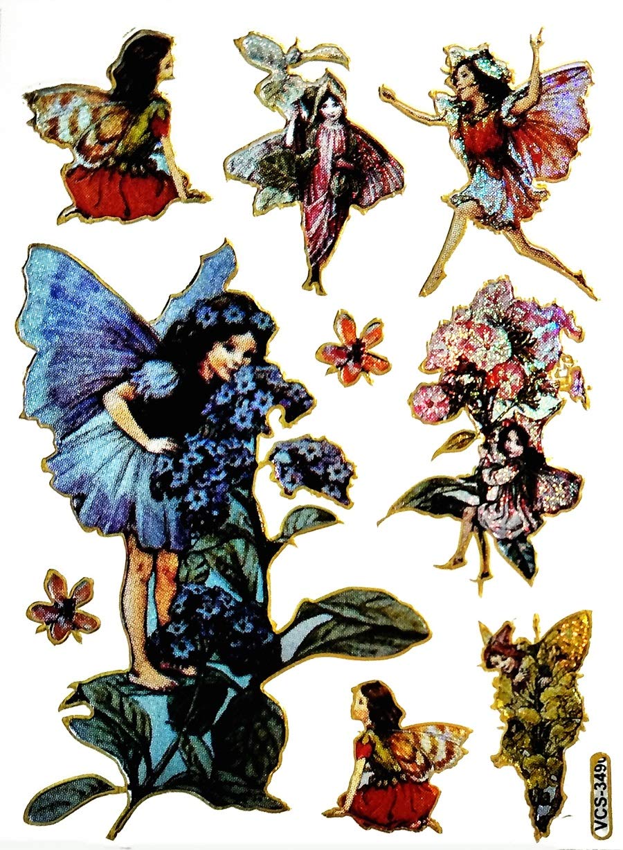Glitter Stickers Pack - 10 Sheets with Angel, Fairy, Flower Garden, Cartoon Designs for Scrapbooking, Kids Crafts, Party Favors & Birthday Gifts - Perfect for DIY Projects, School Activities & Home Decor
