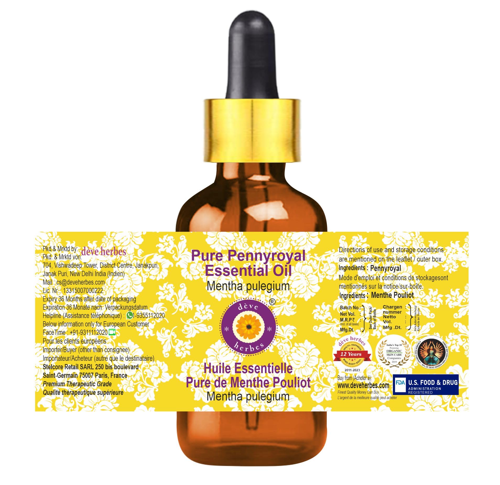 Pure Pennyroyal Essential Oil (Mentha Pulegium) - 5ml Steam Distilled with Glass Dropper - Natural Aromatherapy for Relaxation & Insect Repellent - Perfect for Diffusers, Massage & Home Use