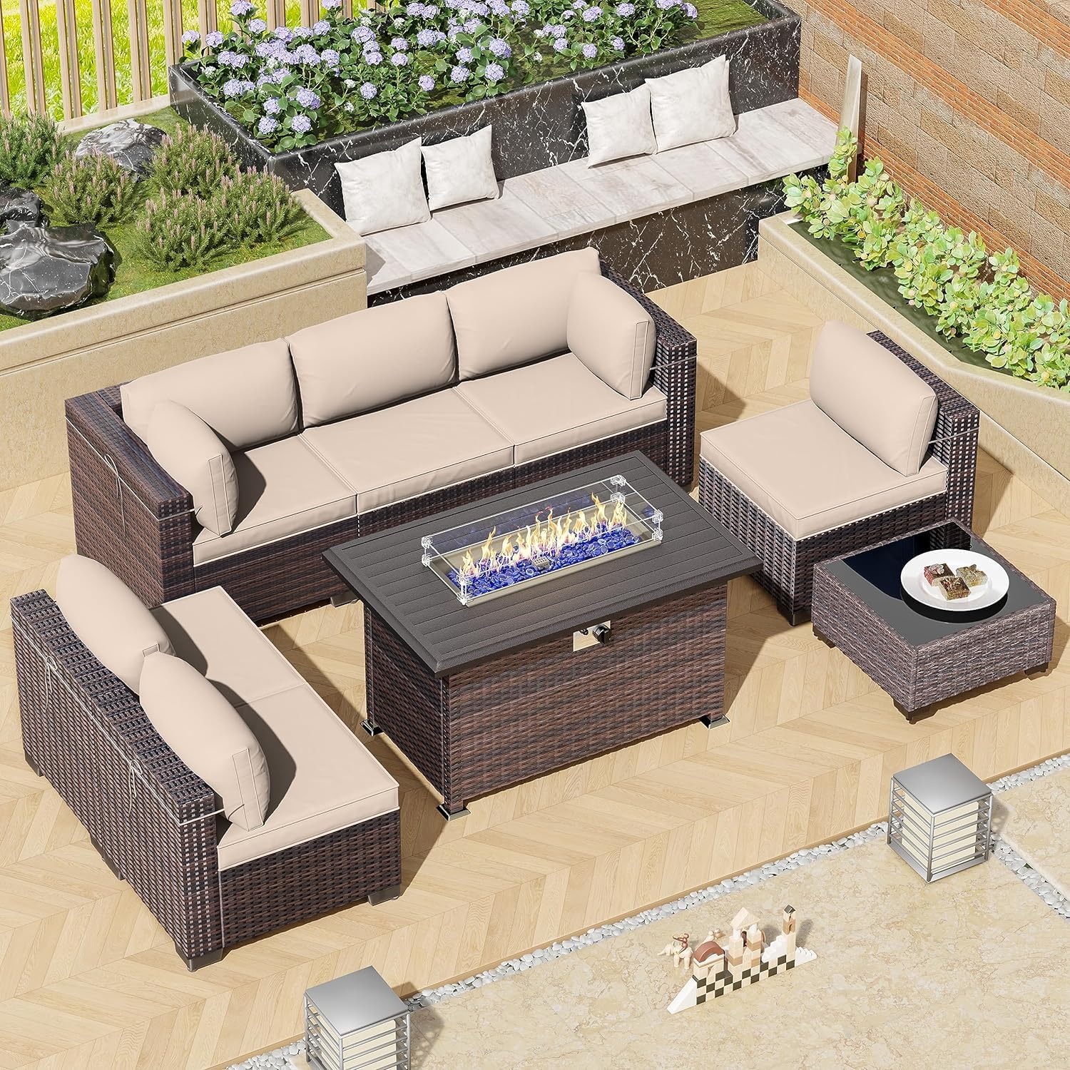 8-Piece Outdoor Patio Furniture Set with 43
