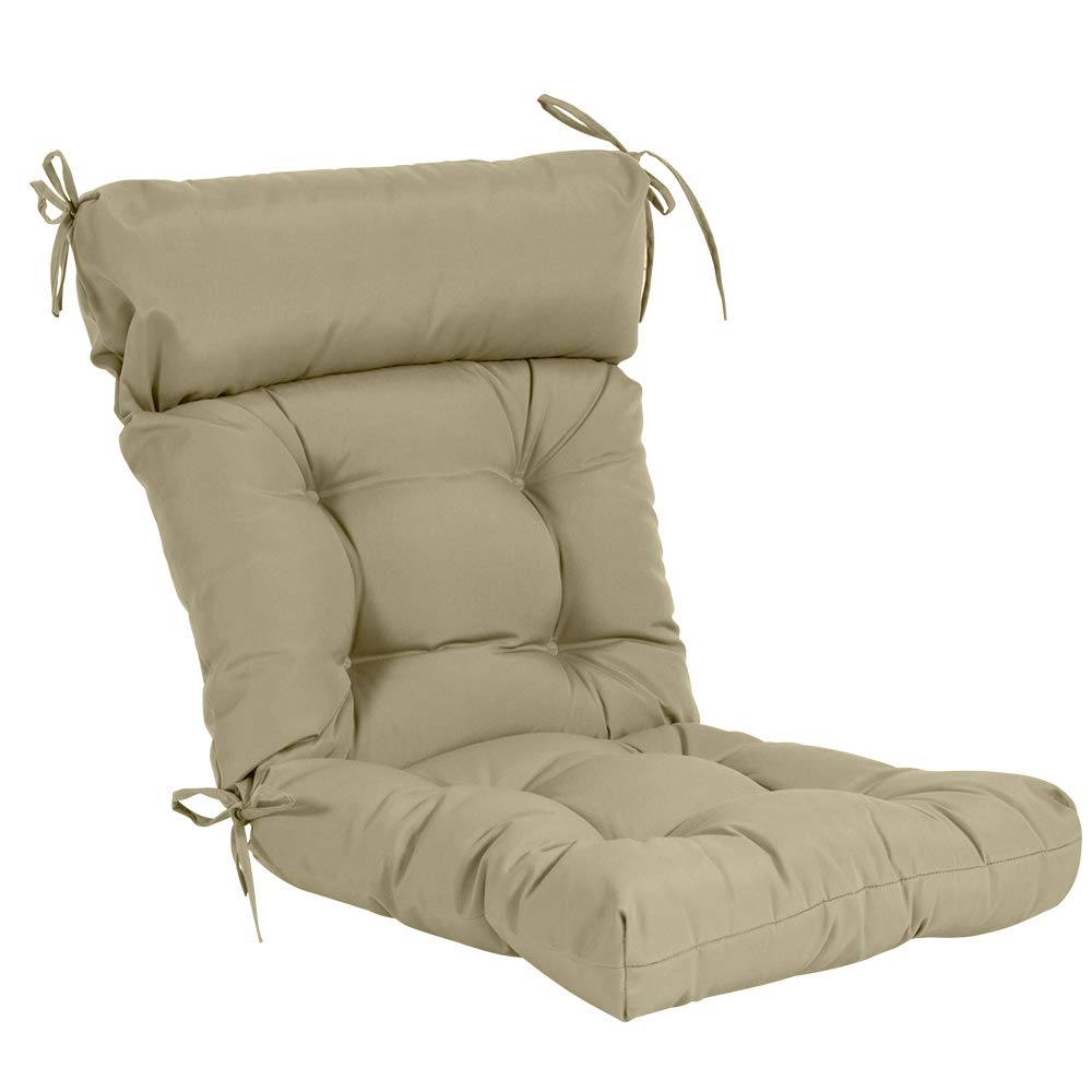 QILLOWAY High Back Chair Cushions Set of 4 - Tufted Indoor Outdoor Replacement Cushions, Beige - Perfect for Patio Furniture, Dining Chairs, and Lounge Seating