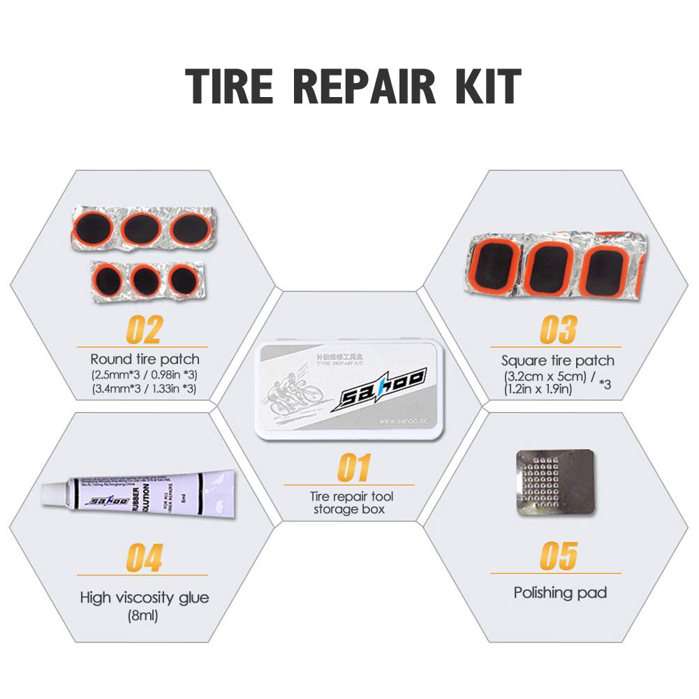 ROARINGWILD 16-in-1 Bike Tire Repair Kit with Screwdriver Bits, Mini Air Pump & Puncture Repair Tools - Essential Cycling Maintenance Set for Road Bikes & Mountain Bikes