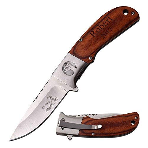 Personalized Engraved Elk Ridge Knife - Premium Wood Handle Hunting Knife for Outdoor Camping, Hiking & Survival | Free Custom Engraving