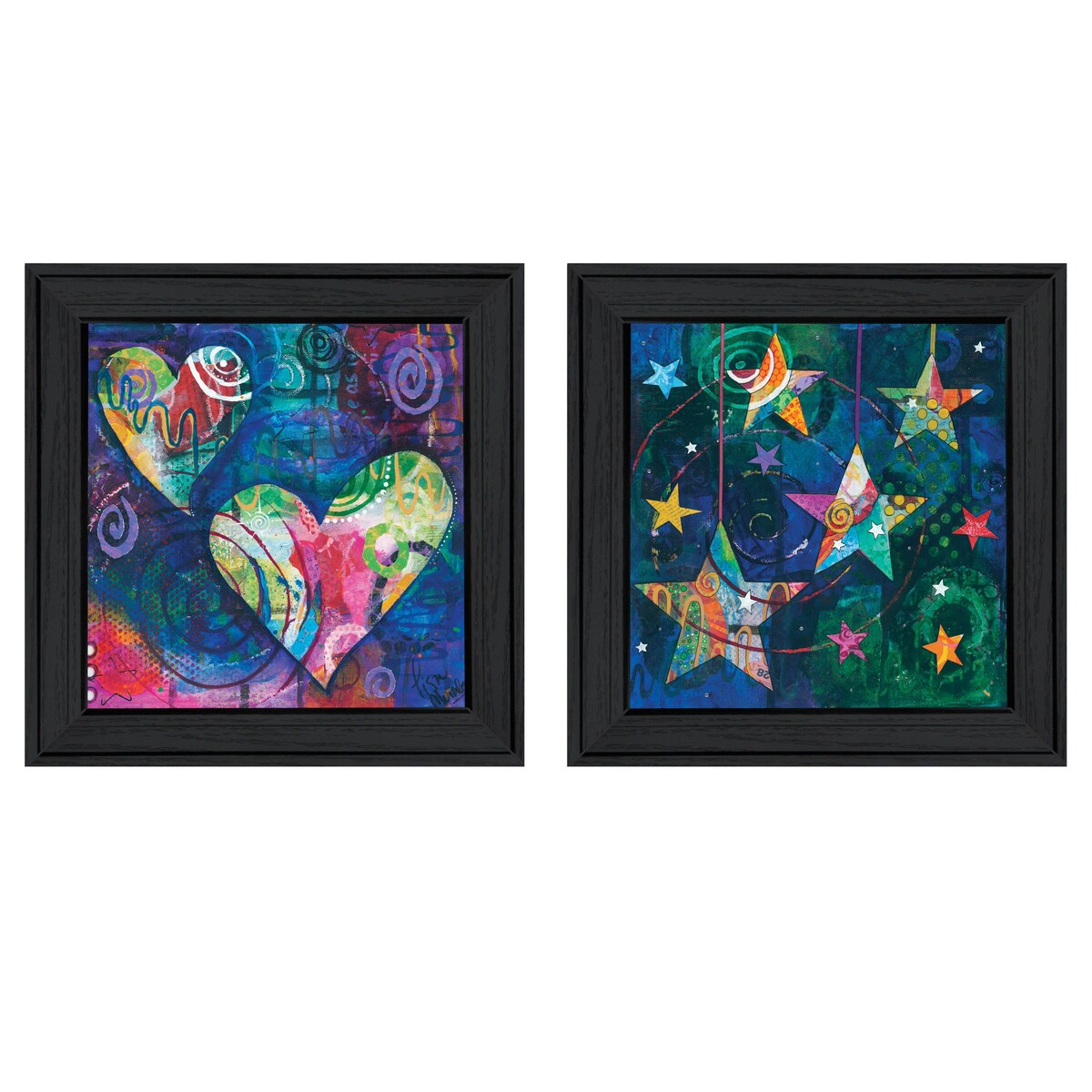 Heart of Love 2-Piece Wall Art Set by Lisa Morales - Black Framed Romantic Home Decor for Living Room, Bedroom & Office