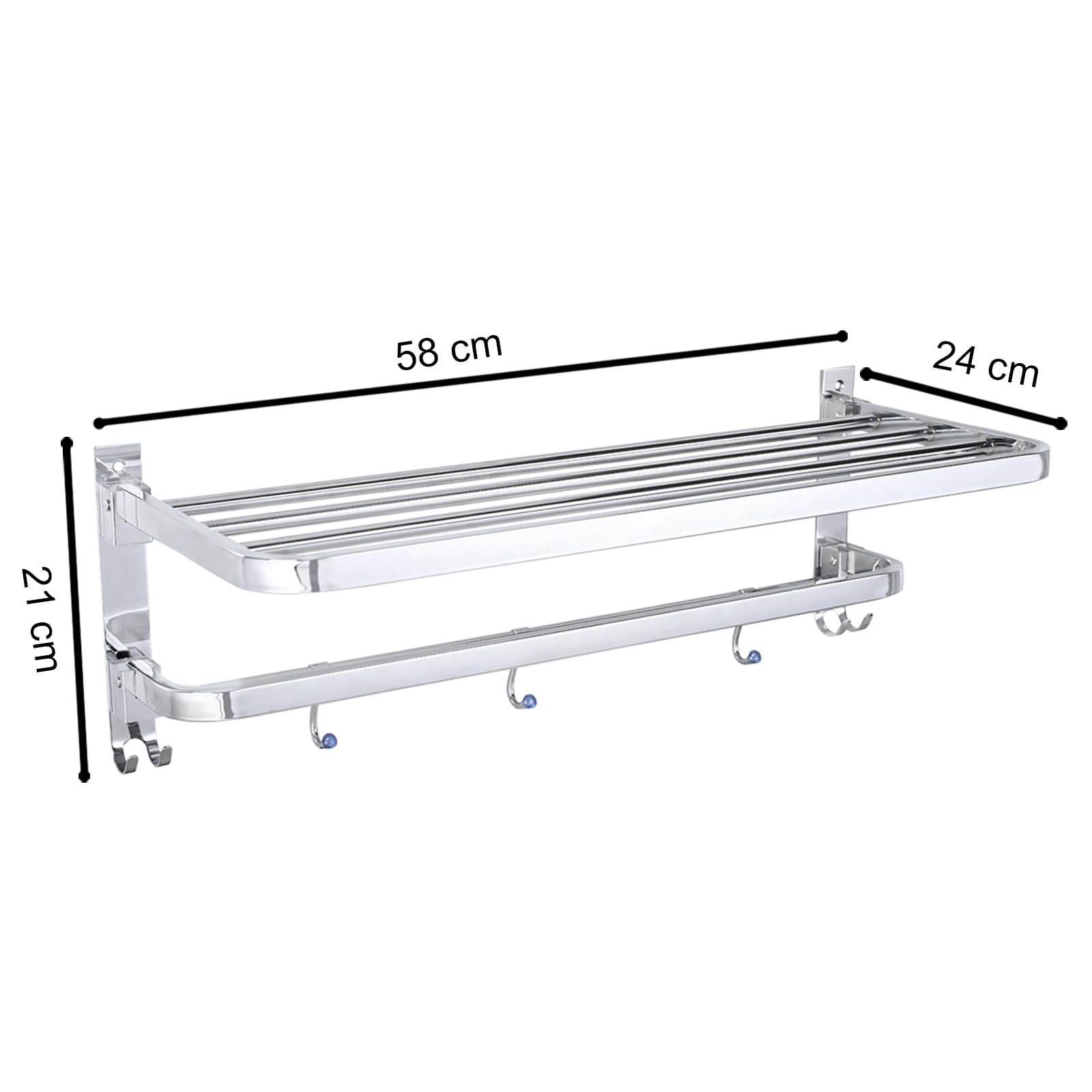 Premium Stainless Steel Bathroom Towel Holder - 24 Inch Foldable Towel Rack with Hanger | Space-Saving Bathroom Accessory for Small Spaces & Modern Homes