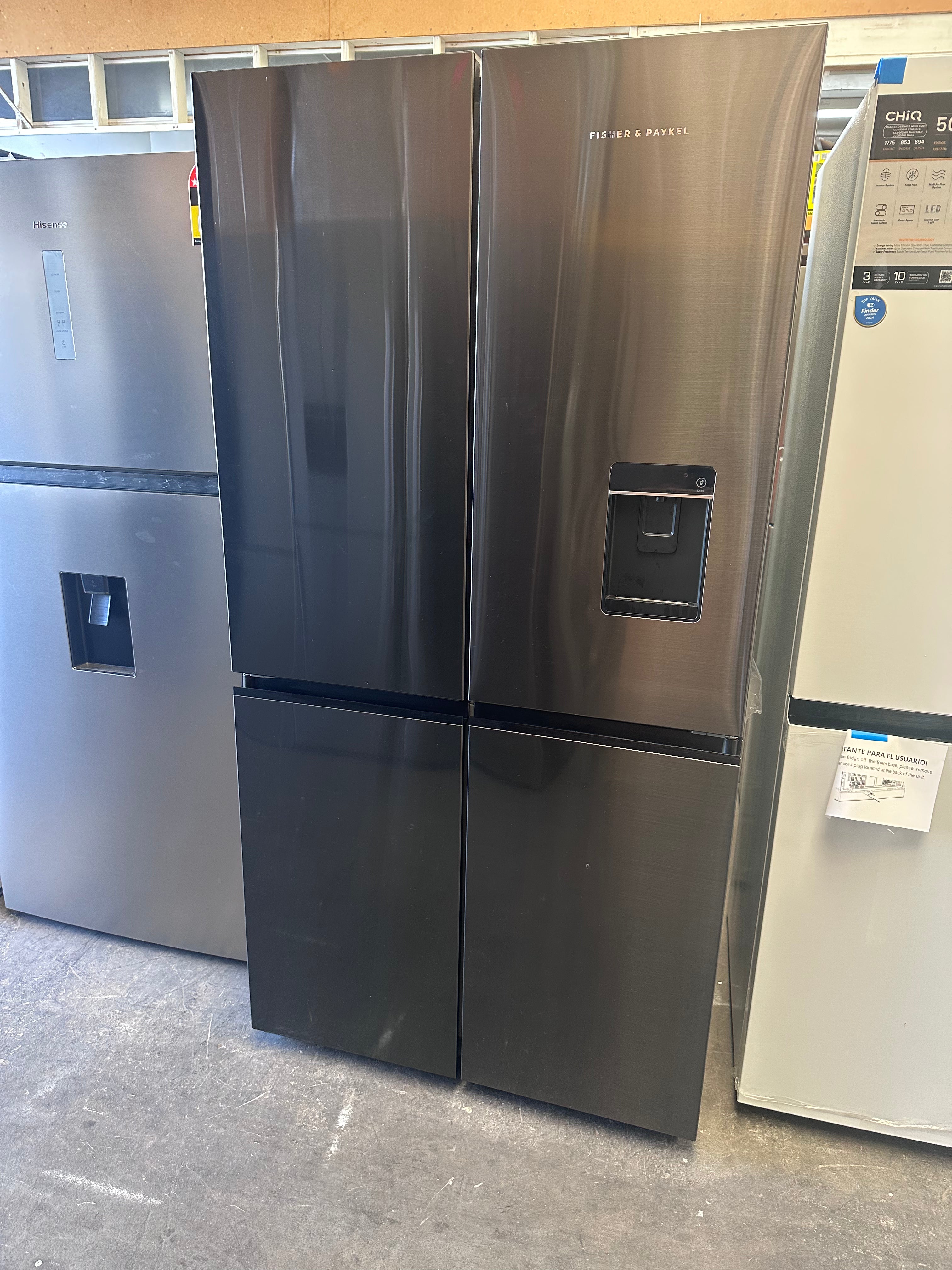 Fisher & Paykel RF605QNUVB1 538L Black Stainless Steel French Door Refrigerator - Factory Second | Perfect for Modern Kitchens & Open-Plan Living Spaces