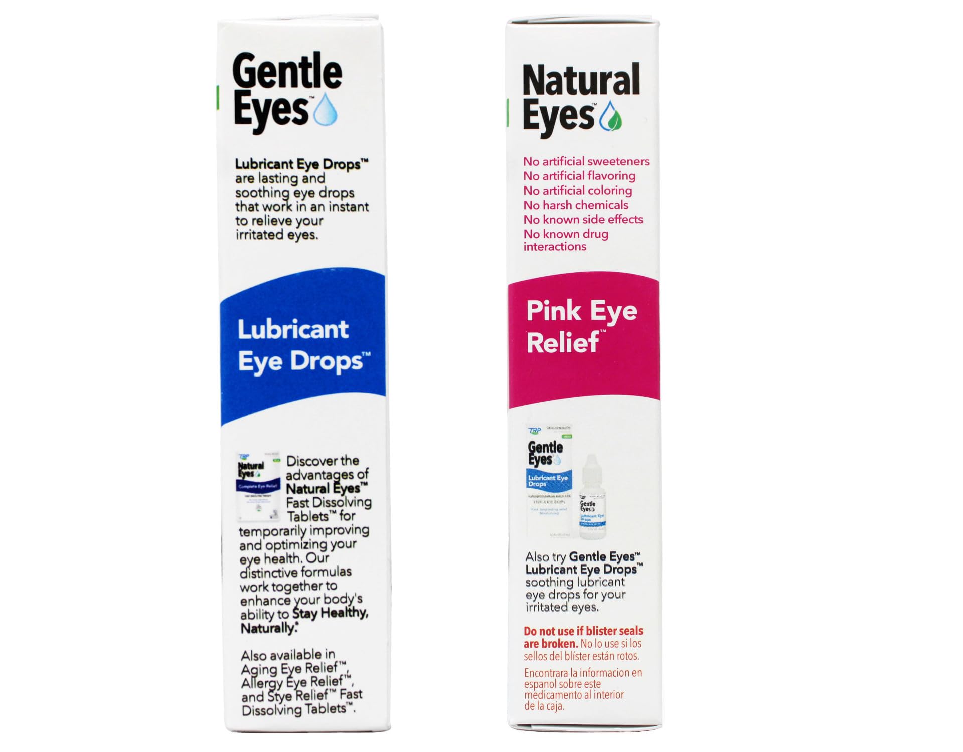 TRP Natural Eyes Pink Eye Relief Homeopathic Tablets & Gentle Eyes Lubricant Drops Combo - Gluten-Free, 48 Tablets + 0.5 fl oz - Soothes Dry, Irritated Eyes for All-Day Comfort at Work or Home