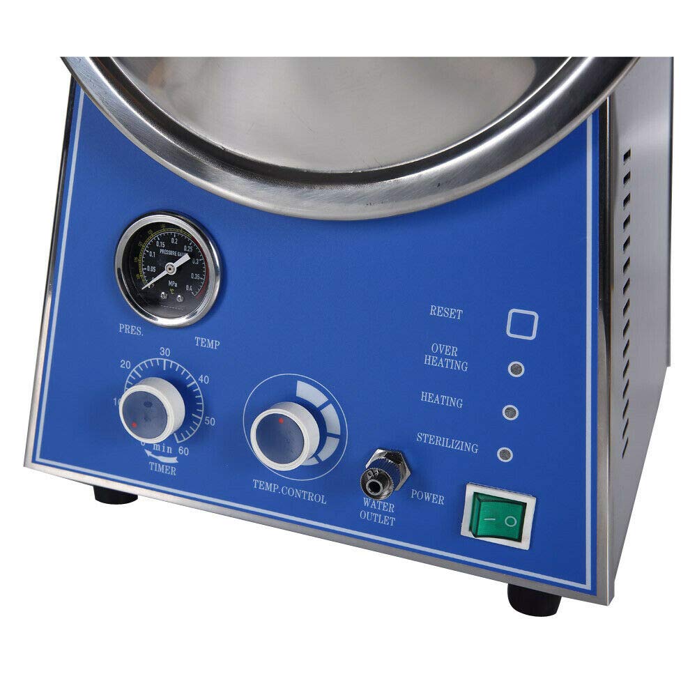 24L Stainless Steel Table Top Steam Sterilizer Autoclave - High Pressure Medical Equipment for Dental, Tattoo & Beauty Tools Sterilization