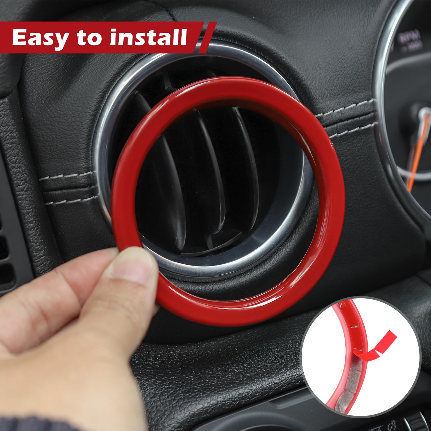 RT-TCZ Red Dash Air Vent Cover Trim Stickers for Jeep Wrangler JL JLU & Gladiator JT (2018-2023) - 4pcs Interior Accessories - Upgrade Your Ride with Stylish Red Accents for Off-Road Adventures & Daily Commutes