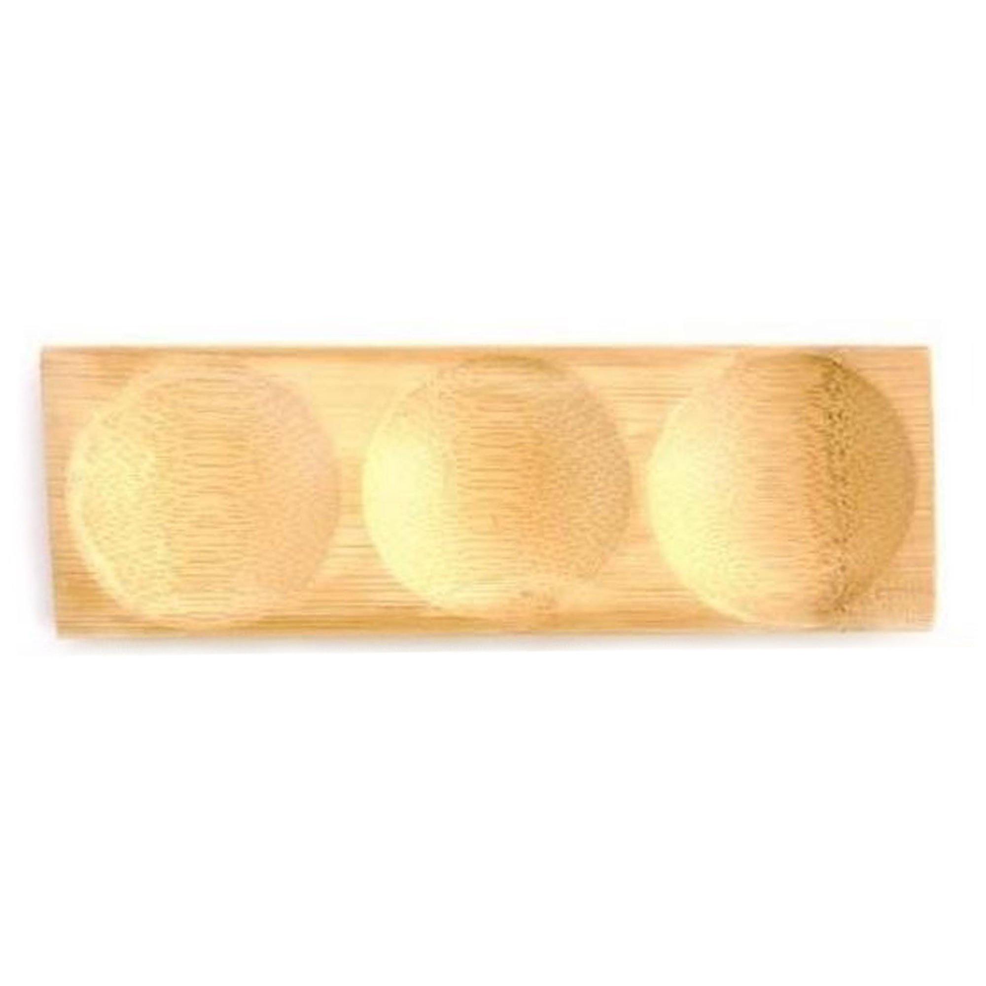 BambooMN Brand - 10 Pack Solid Bamboo Mini Serving Dishes - Rectangle with 3 Round Compartments, 7