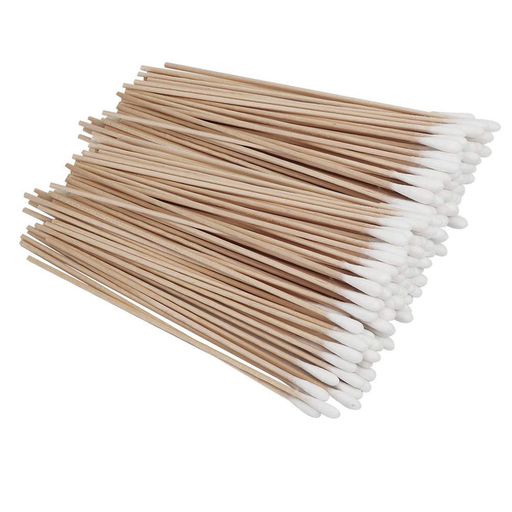 VALICLUD 500PCS 6 Inch Long Cotton Swabs - Single Head Cleaning Swabs for Arts, Crafts, Jewelry Making - Perfect for Detailing, Makeup Application & Electronics Cleaning